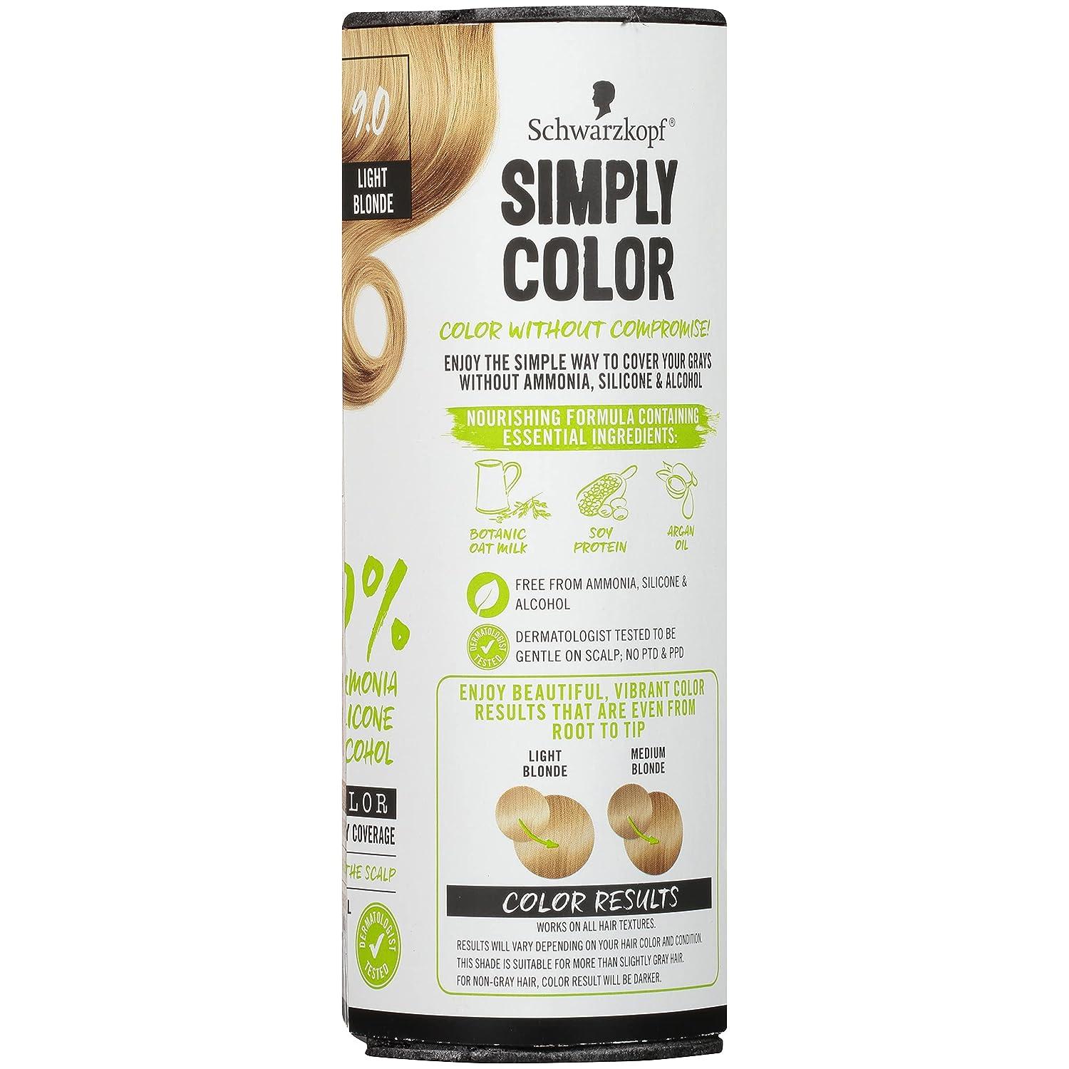  Schwarzkopf Simply Color Hair Color, 9.0 Light Blonde : Beauty  & Personal Care