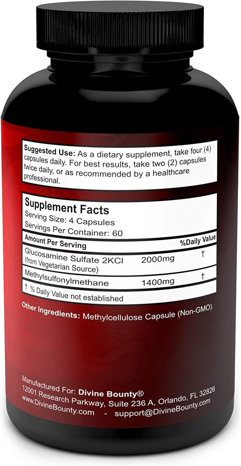 Glucosamine Sulfate Supplement (2000mg per Serving) with MSM 240