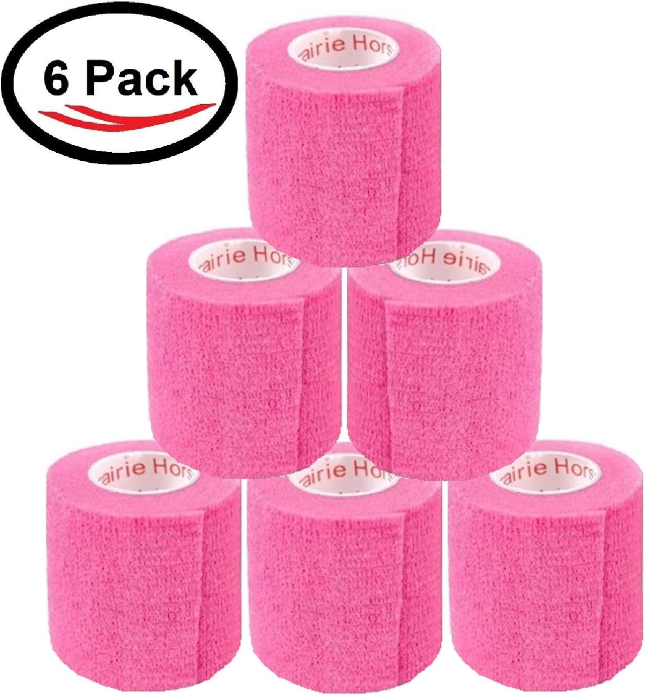 2 Inch Self Adhesive Medical Bandage Wrap Tape (Bright Pink) (6 Rolls