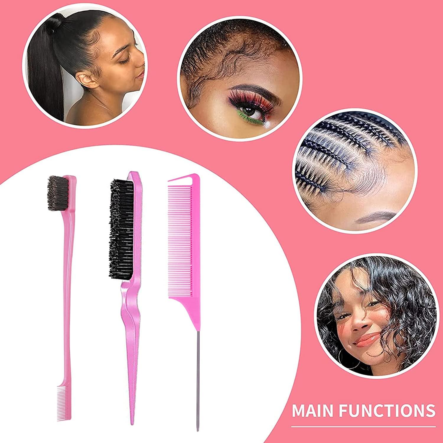 3 Pieces Hair Styling Comb Set Teasing Hair Brush Rat Tail Comb Edge