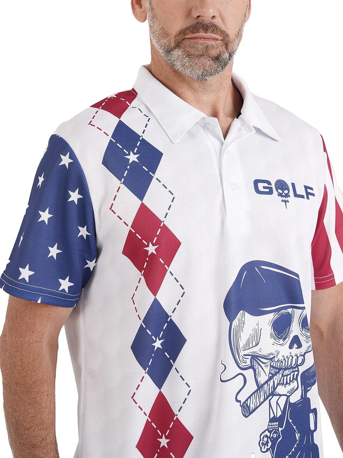 Halloween Golf Shirts for Men Golf Polo Shirts Mens Golf Shirt Long Sleeve  Funny T-Shirt(Grey,Medium) at  Men's Clothing store