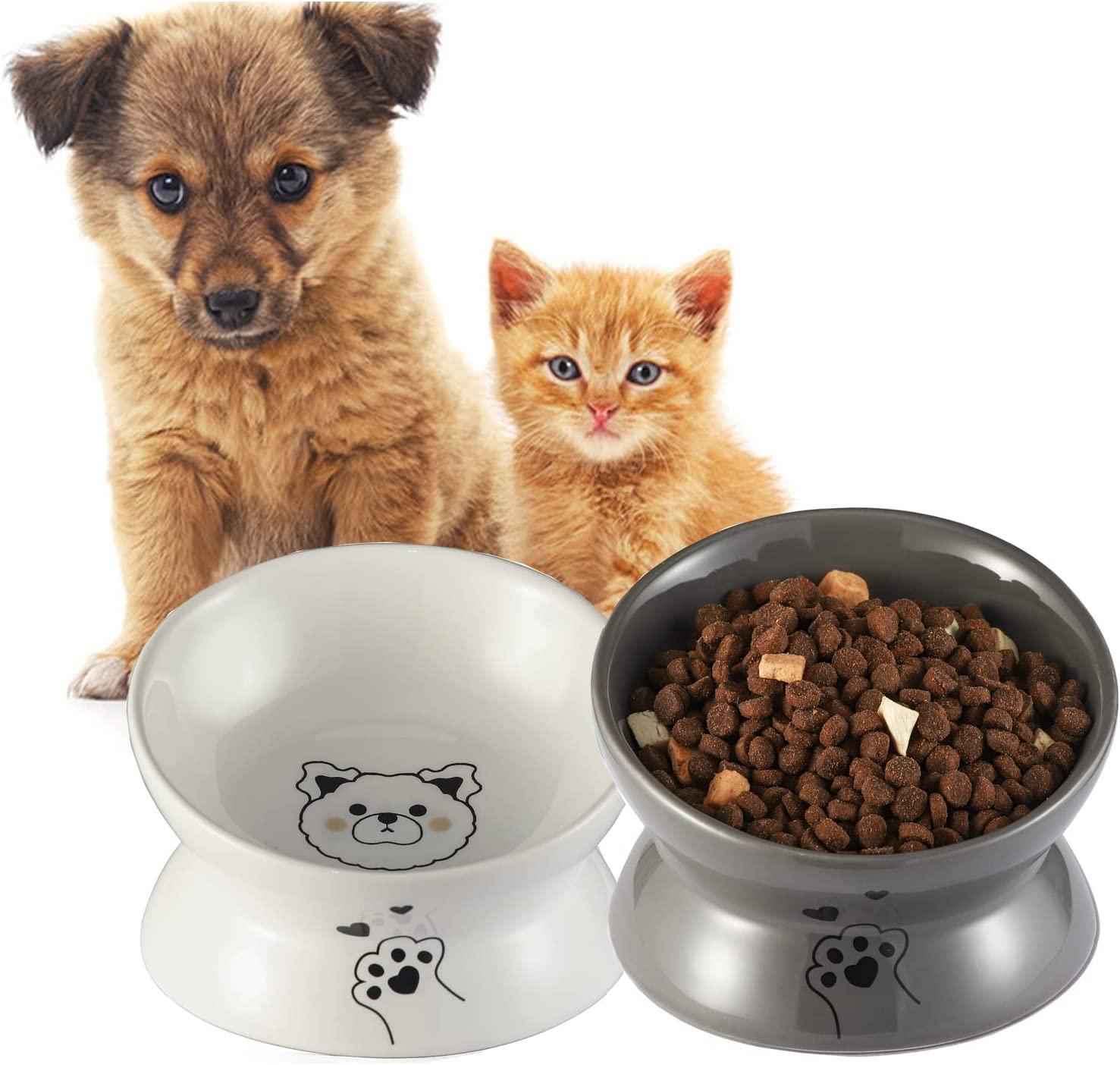 Cat Bowl,Raised Cat Food Bowls Anti Vomiting,Tilted Elevated Cat Bowl,Ceramic Pet Food Bowl for Flat-Faced Cats,Small Dogs,Protect Pets Spine,Dishwas