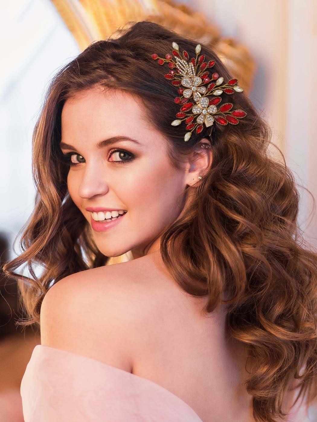 red bridal headpieces