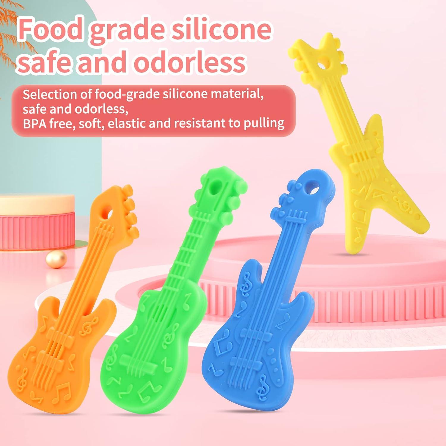 Meartchy 4 Pack Baby Teething Toys Cartoon Guitar Teether Toys for