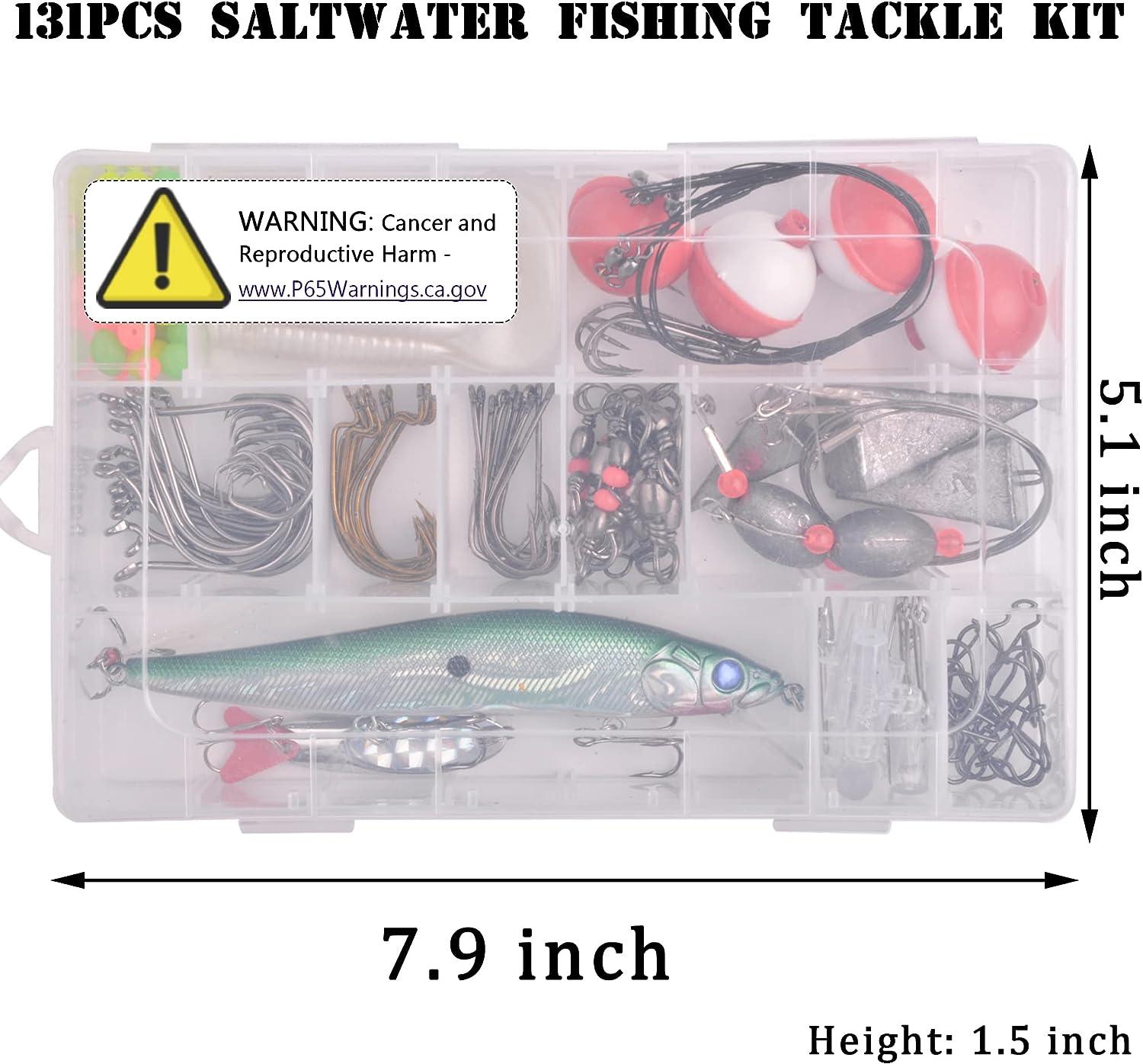  Saltwater Fishing Tackle Kit,160pcs Surf Fishing Gear Set  Saltwater Lures Bucktail Jigs Fishing Bait Rigs Pyramid Sinkers Leaders  Hooks Swivels Ocean Beach Fishing Accessories with Tackle Box : Sports 