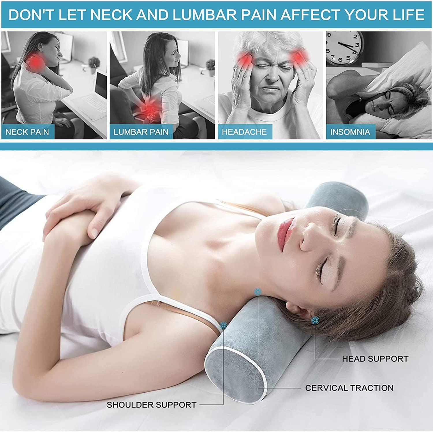 ZHCHG Cervical Neck Roll Pillow- Memory Foam Cylinder Pillow for