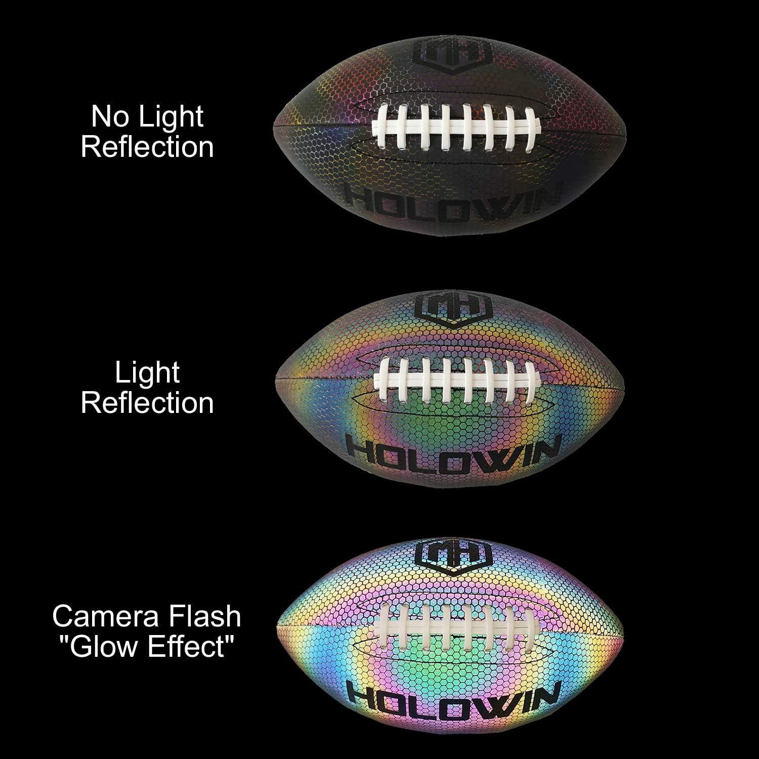 HOLOWIN Holographic Luminous Soccer Ball for Night Games & Training,  Glowing in The Dark Light Up Reflective with Camera Flash Reflects Light  Toy