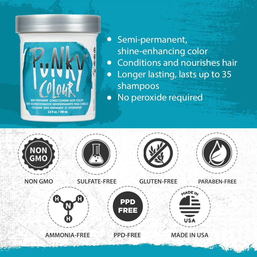 Punky Turquoise Semi Permanent Hair Color - Vegan, PPD & Paraben