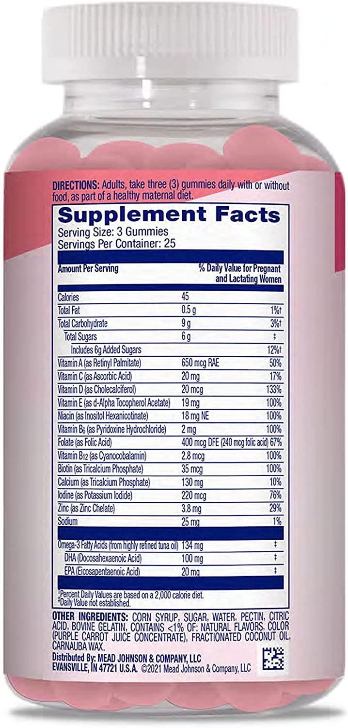 Enfamom Prenatal Multivitamin 75 Gummies Omega3 DHA, Folate, Calcium