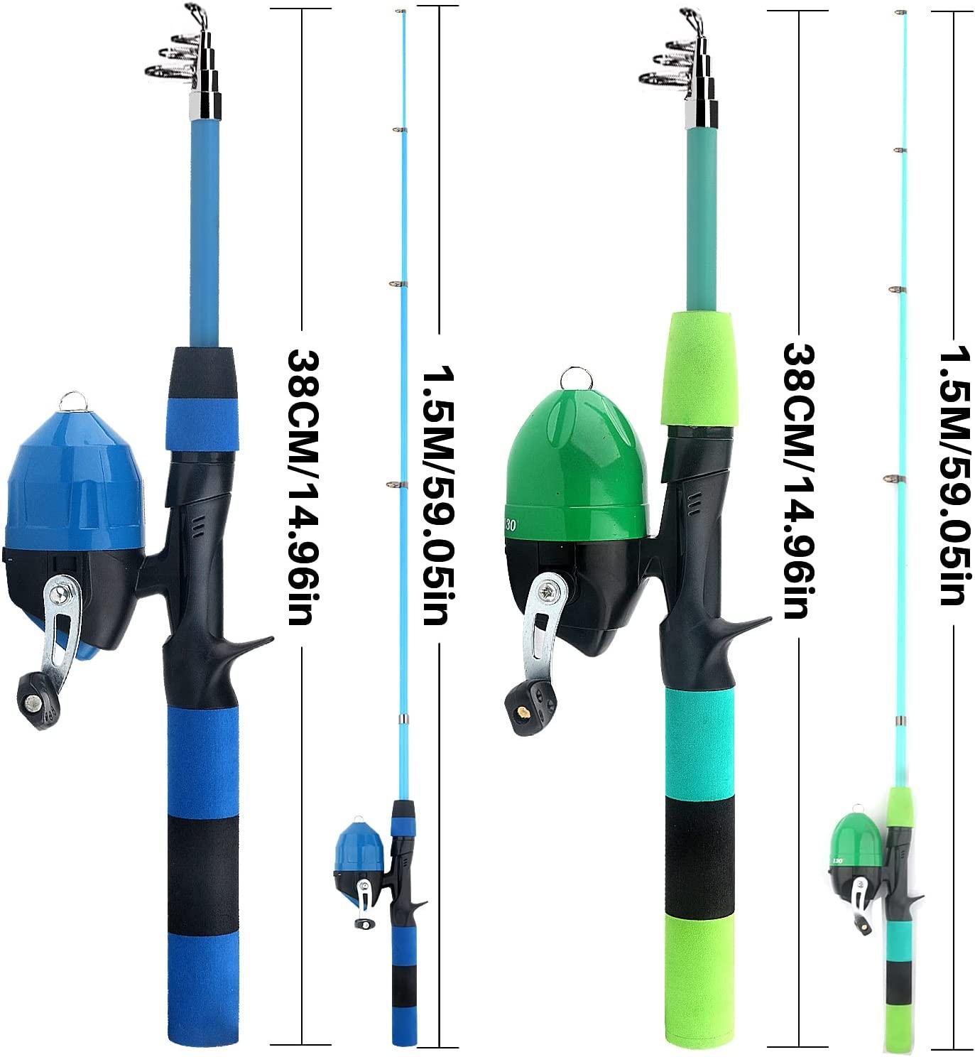 Telescopic Fishing Pole Reel Combo 5.9FT/4.92FT - All-in-One Fishing Gear Set for Beginners & Adults - 2PCS Collapsible Rods, Spinning Reel, Lures, Tackle Bag - Blue/Green | Buy Now with Express International Telescopic Fishing Pole Reel Combo 5.9FT/4.92FT - All-in-One Fishing Gear Set for Beginners & Adults - 2PCS Collapsible Rods, Spinning Reel, Lures, Tackle Bag - Blue/Green | Buy Now with Express International