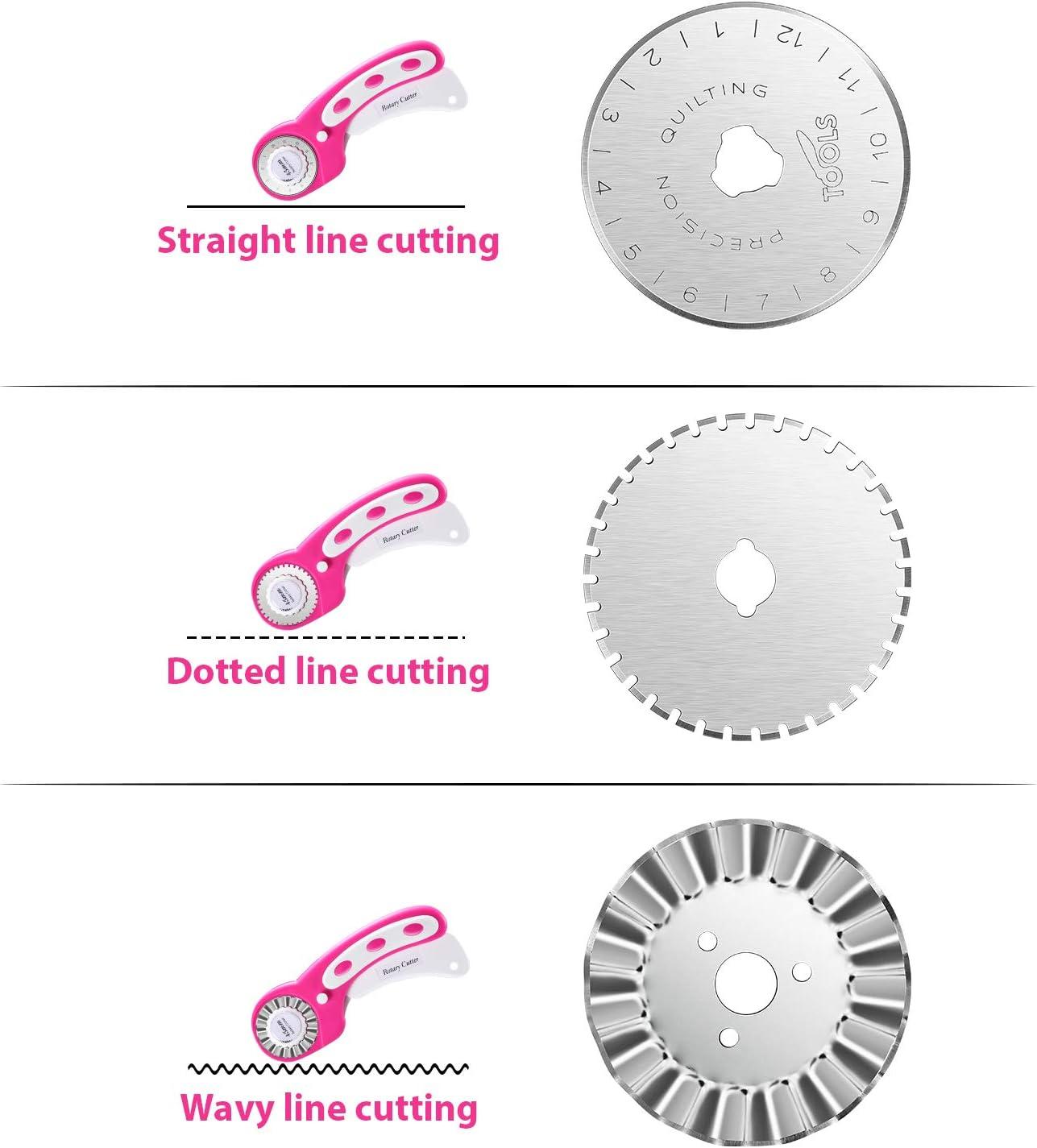 12 Pieces Rotary Cutter Blades Replacement Rotary Blades Round Trimmer Refill  Blades in 45 mm Compatible with Fiskars Olfa Rotary Cutter for Quilting  Cutting Sewing Crafts, 8 Types