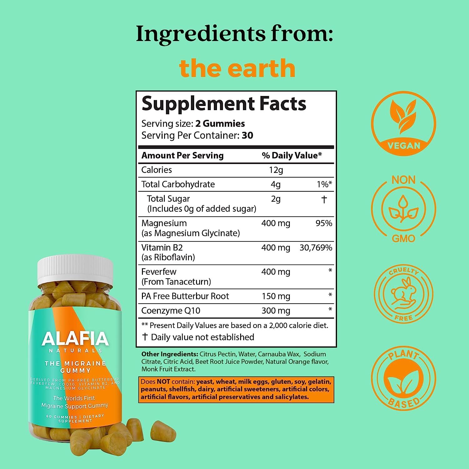 Alafia Naturals Migraine Gummy 60ct Migraine & Headache Prevention