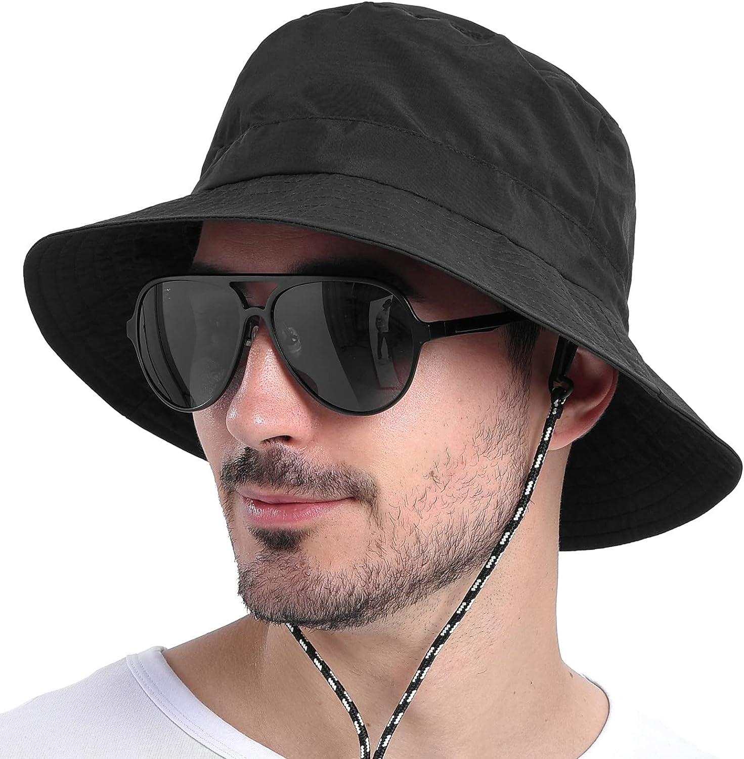 FEICUI Men Women Outdoor Bucket Hat Quick Dry Packable Boonie Hat UV  Protection Sun Hat Black