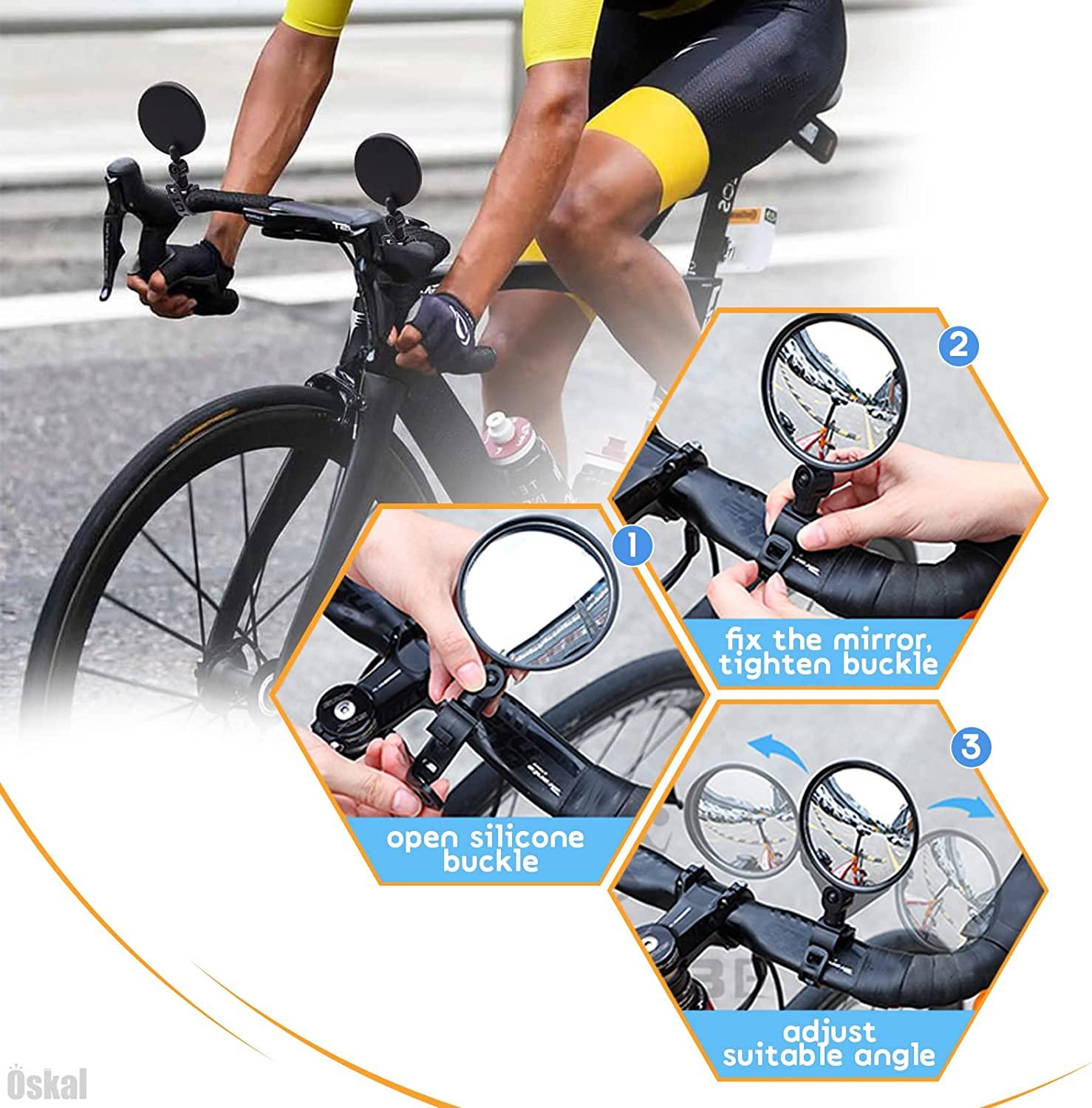 2 Pcs Bike Mirrors for Handlebars - Rear View Mirror Bike Mirrors for Adult  Bikes Mountain Bike Handlebar Mirror - Rotatable Mirrors DIY Fixed Gear Bike  Handlebars Road Convex Mirror Outdoor ksi