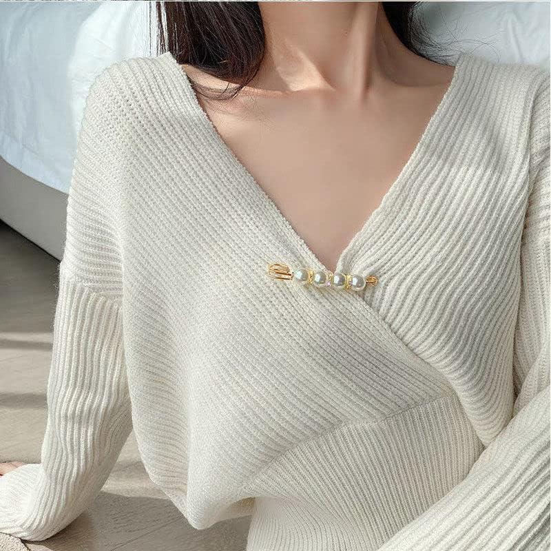 Sweater Shawl Clips Faux Pearl Brooch Pins Clothing Dress Pants Skirt Waist Decorative Collar Safety Pins For Women,Frock,Jersey