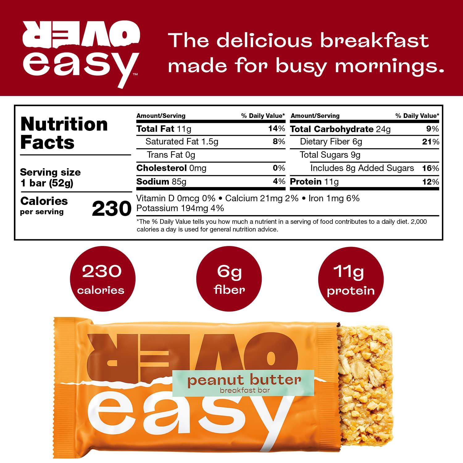 OVER EASY Peanut Butter Breakfast Bars All Natural, Clean Ingredient