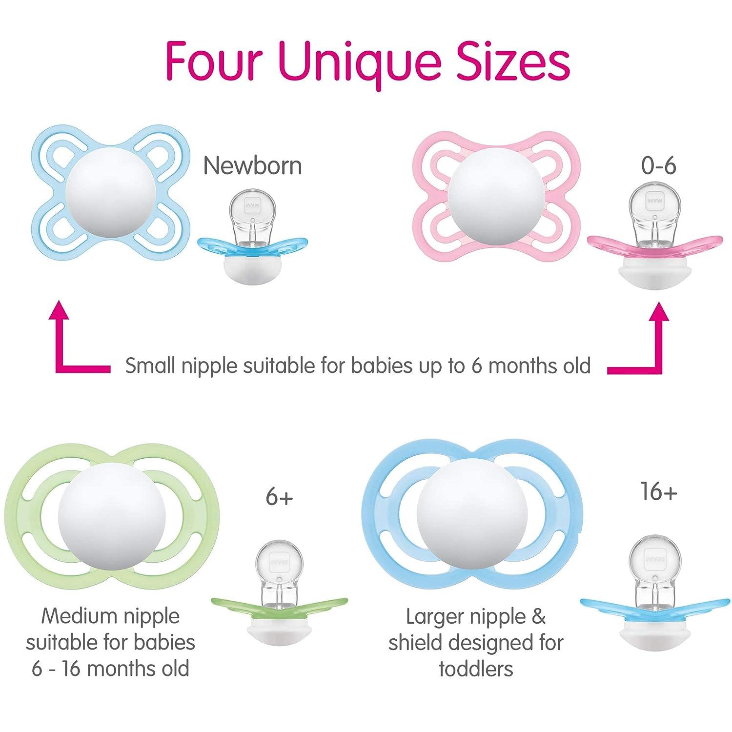 Baby Products Online - Mam Perfect Night Baby Pacifier, patented nipple,  glow in the dark, 2 packs, 0-6 months, for both sexes - Kideno
