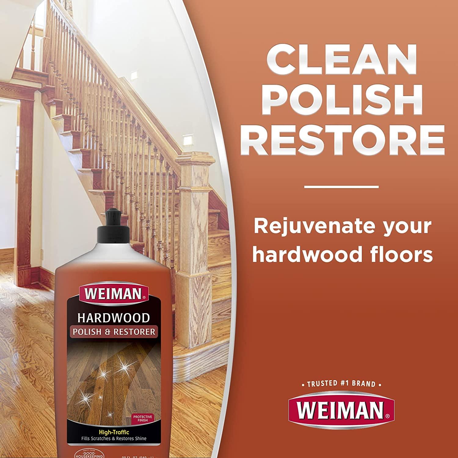 Weiman Hardwood Floor Cleaner and Polish Restorer Combo 2 Pack HighTraffic Natural Shine