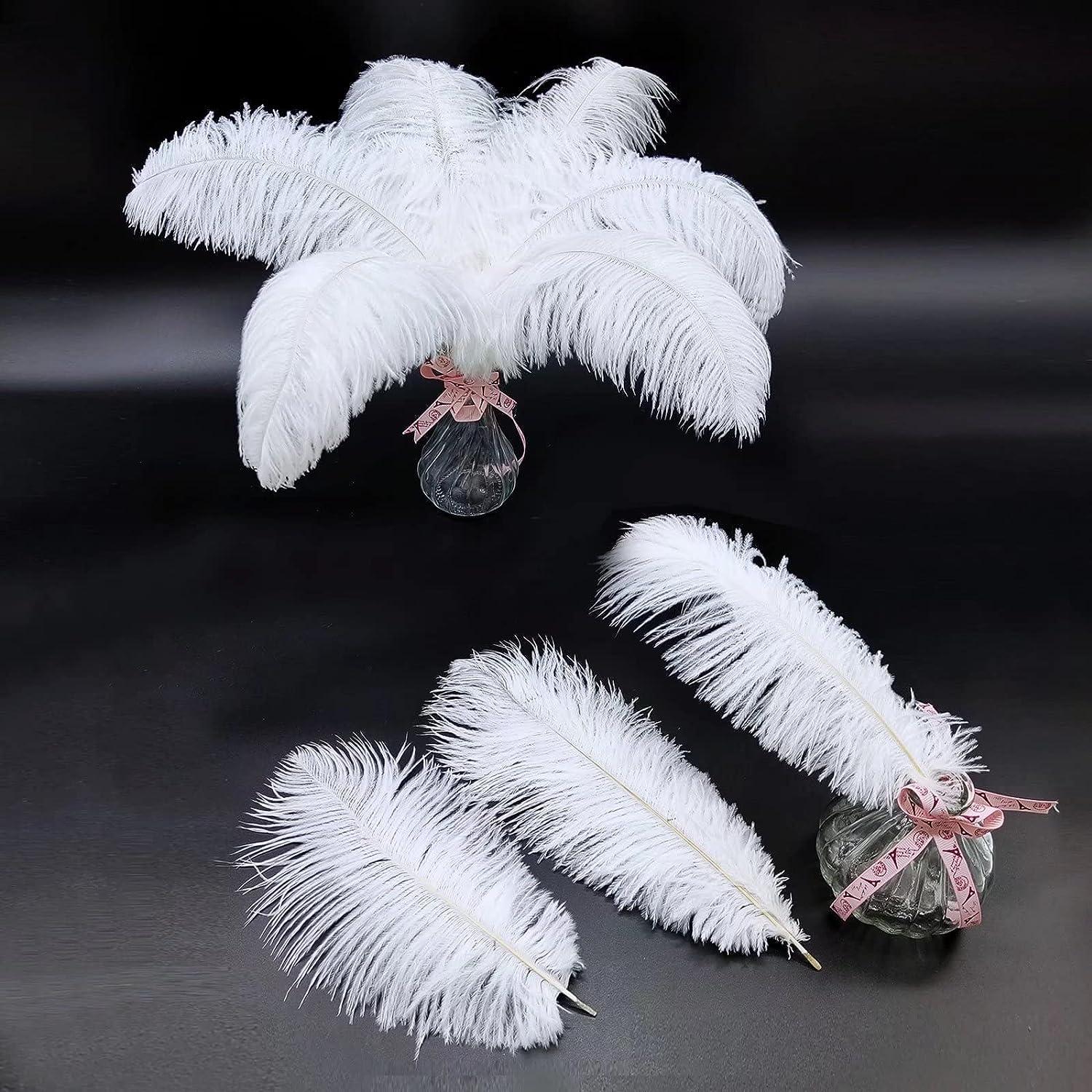 AWAYTR 10-12 inch (25-30cm) Natural Ostrich Feathers for Wedding  Centerpieces Home Decoration,Flower Arrangement,DIY Christmas Decorations