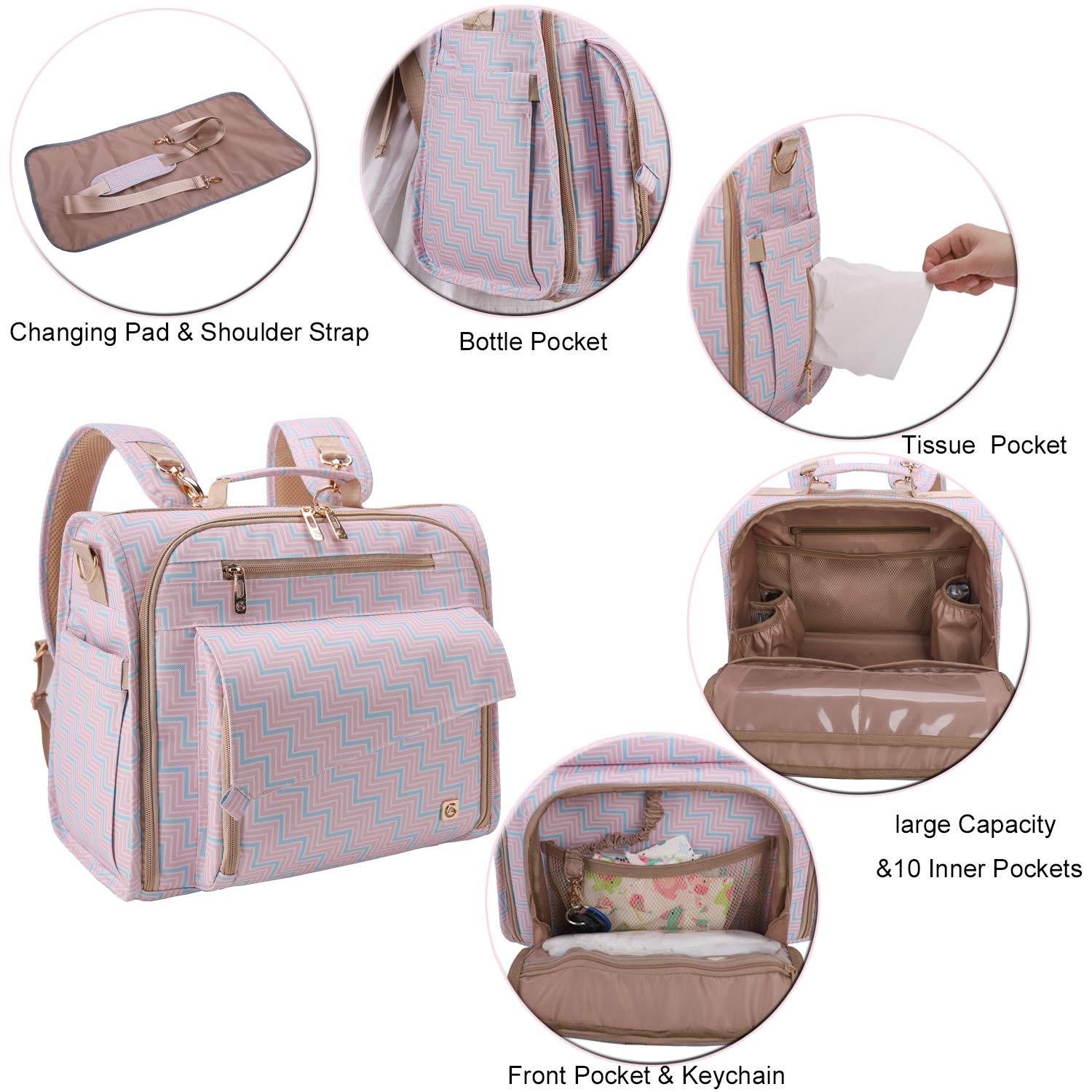 Multi-functional Waterproof Nylon Diaper Bag Backpack For Mom And Baby,  Large Capacity, With Shoulder Straps, Comes With A Urine Pad