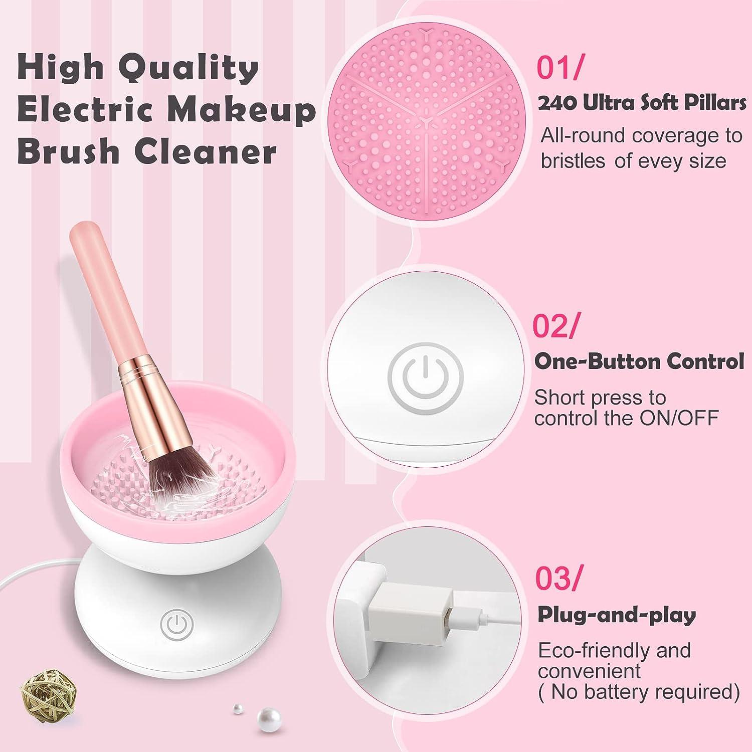 Mother's Day Gift Electric Makeup Brush Cleaner Newest Design, Luxiv Wash Makeup  Brush Cleaner Machine Fit for All Size Brushes Automatic Spinner Machine,  Painting Brush Cleaner White+Pink