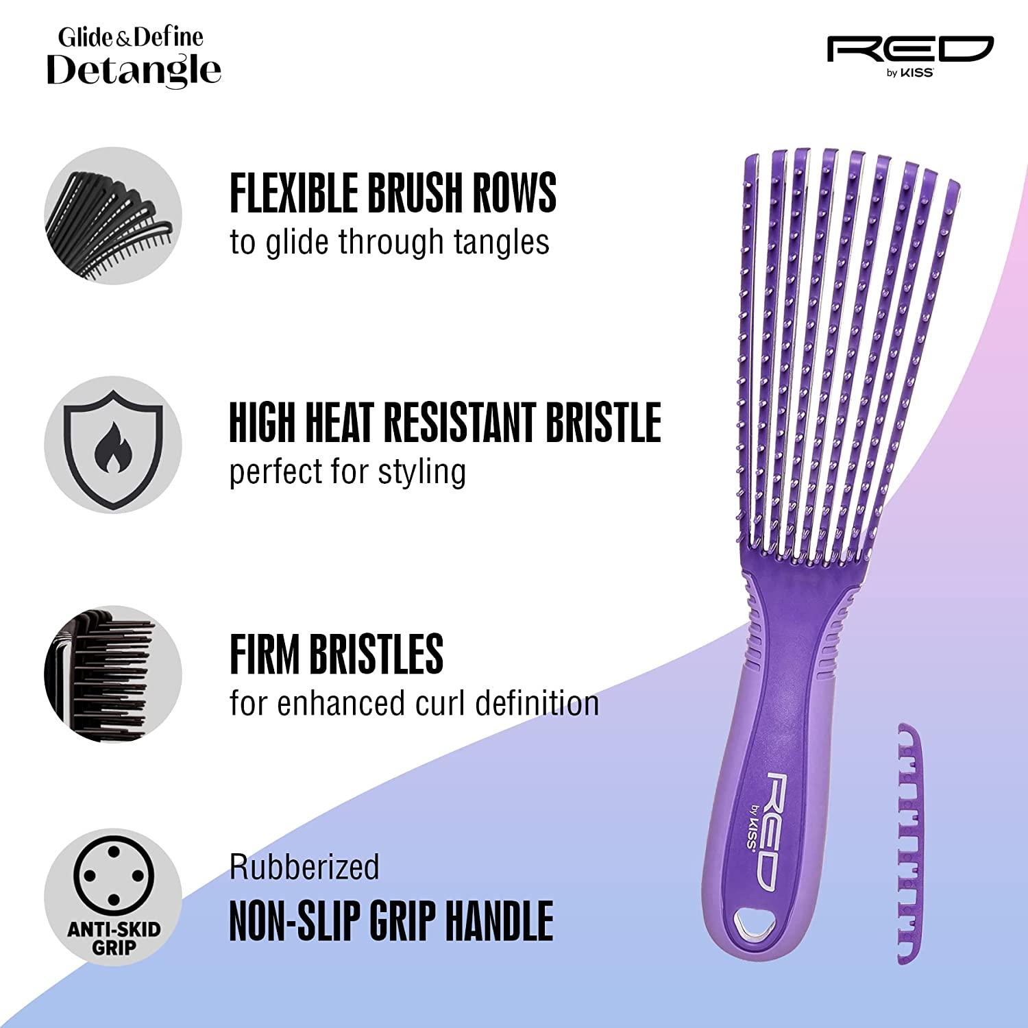 Red by Kiss Detangling Brush for Black Natural Hair, Detangler Brush for  Natural Black Hair Curly Hair Afro, Glide & Define Non-Slip Brush (Purple)