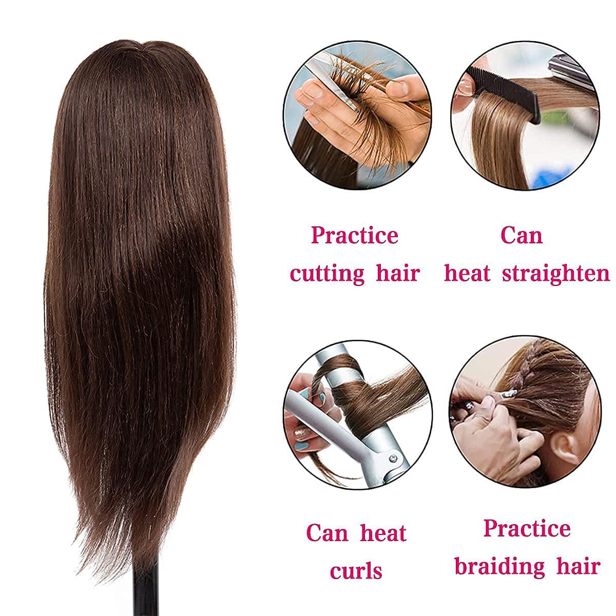 26''-28'' Long Hair Mannequin Head With Real Hair 60% Training