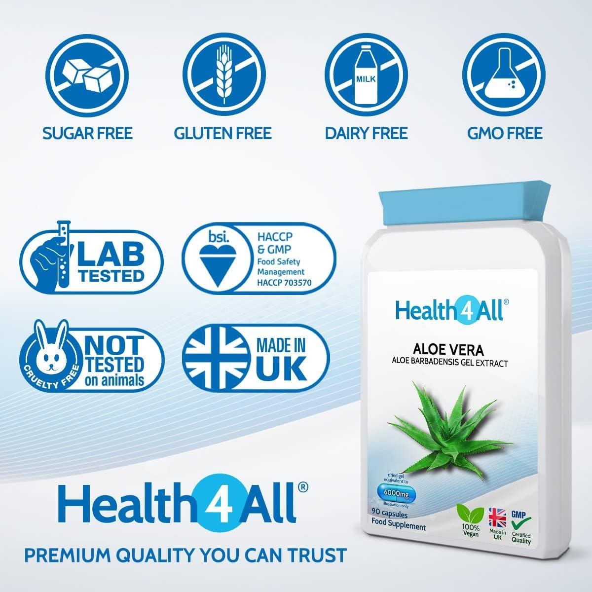 Aloe Vera Gel 6000mg 90 Capsules (V) (not Tablets) Digestive Health.  Acid-Alkaline and pH Balance. Vegan. Made in The UK by Health4All 90 Count  (Pack of 1) | Buy Now with Express