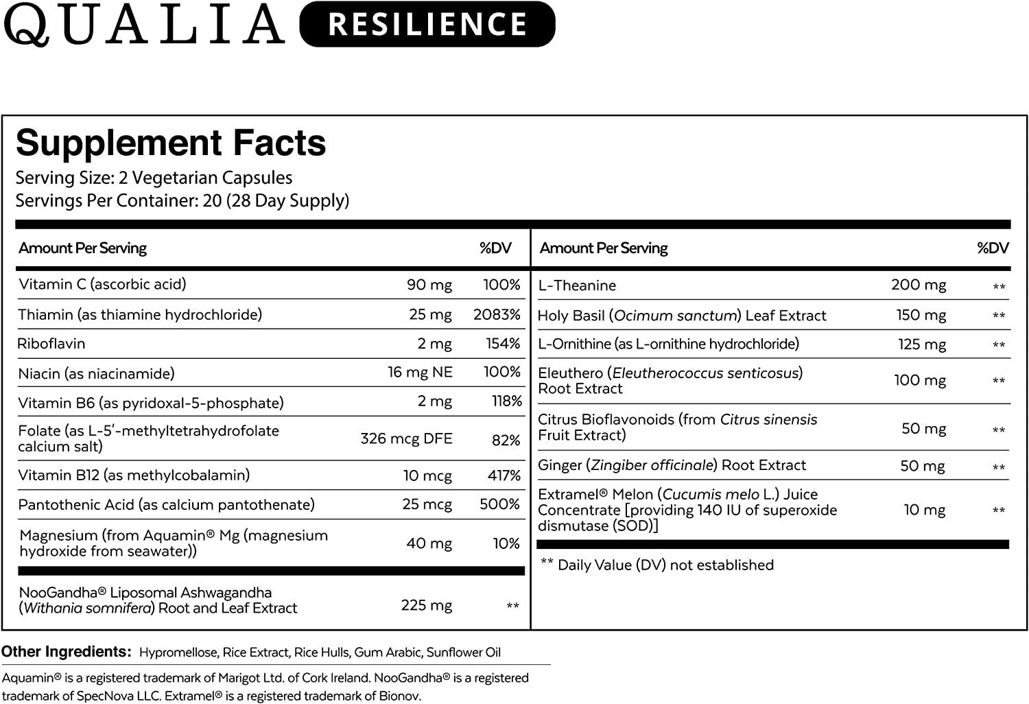 Neurohacker Collective Qualia Resilience Supplement 40 Capsules for