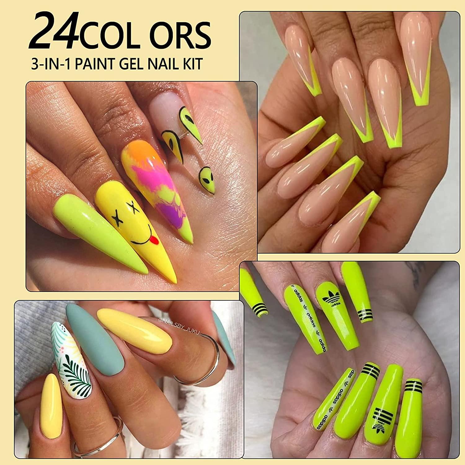 Painted Gel Nail Polish Set, 24 Colors Line Nail Polish Gel Painting