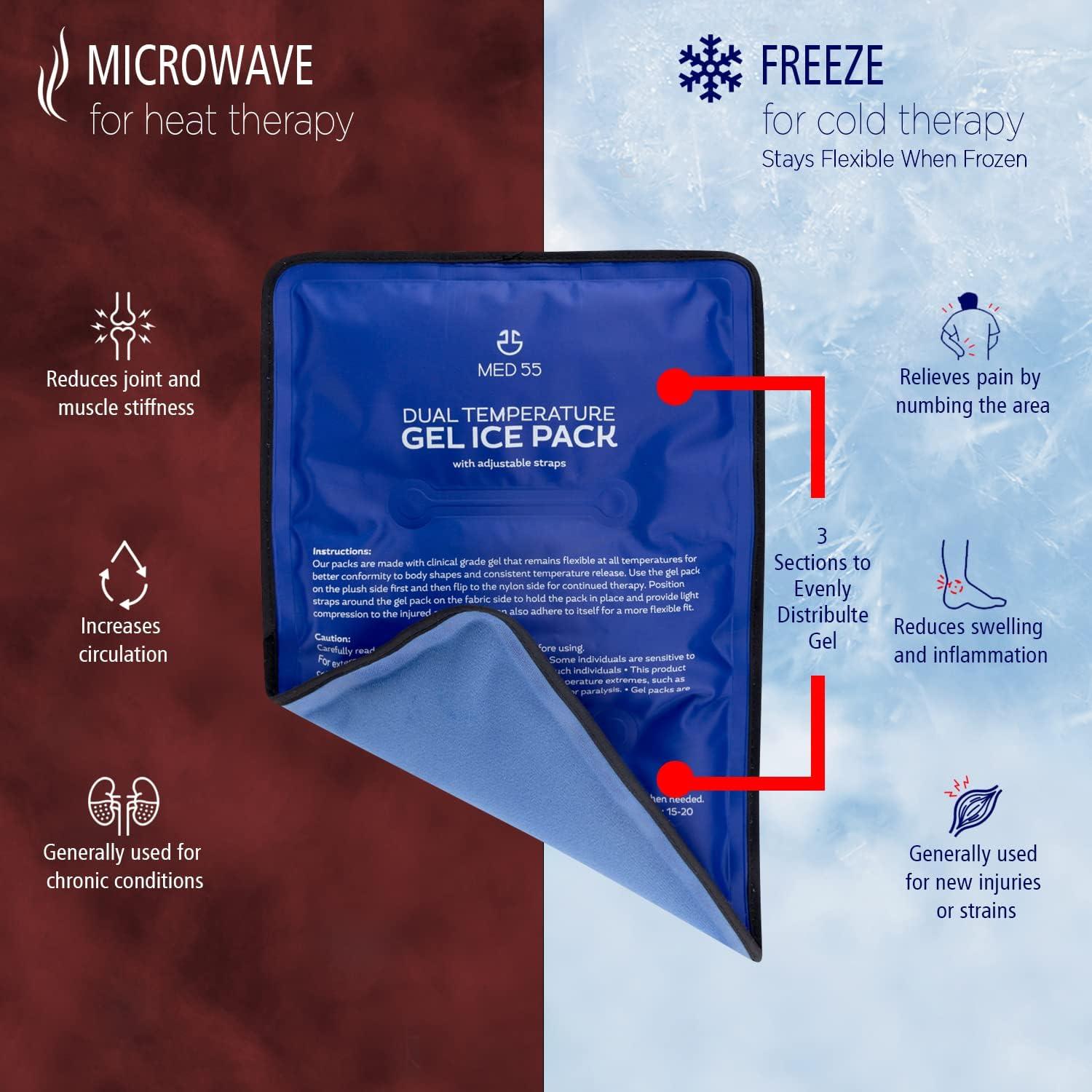 Gel Ice Pack for Injuries Reusable Gel Hot & Cold Pack Compress Flexible Soft Gel Ice Pack for
