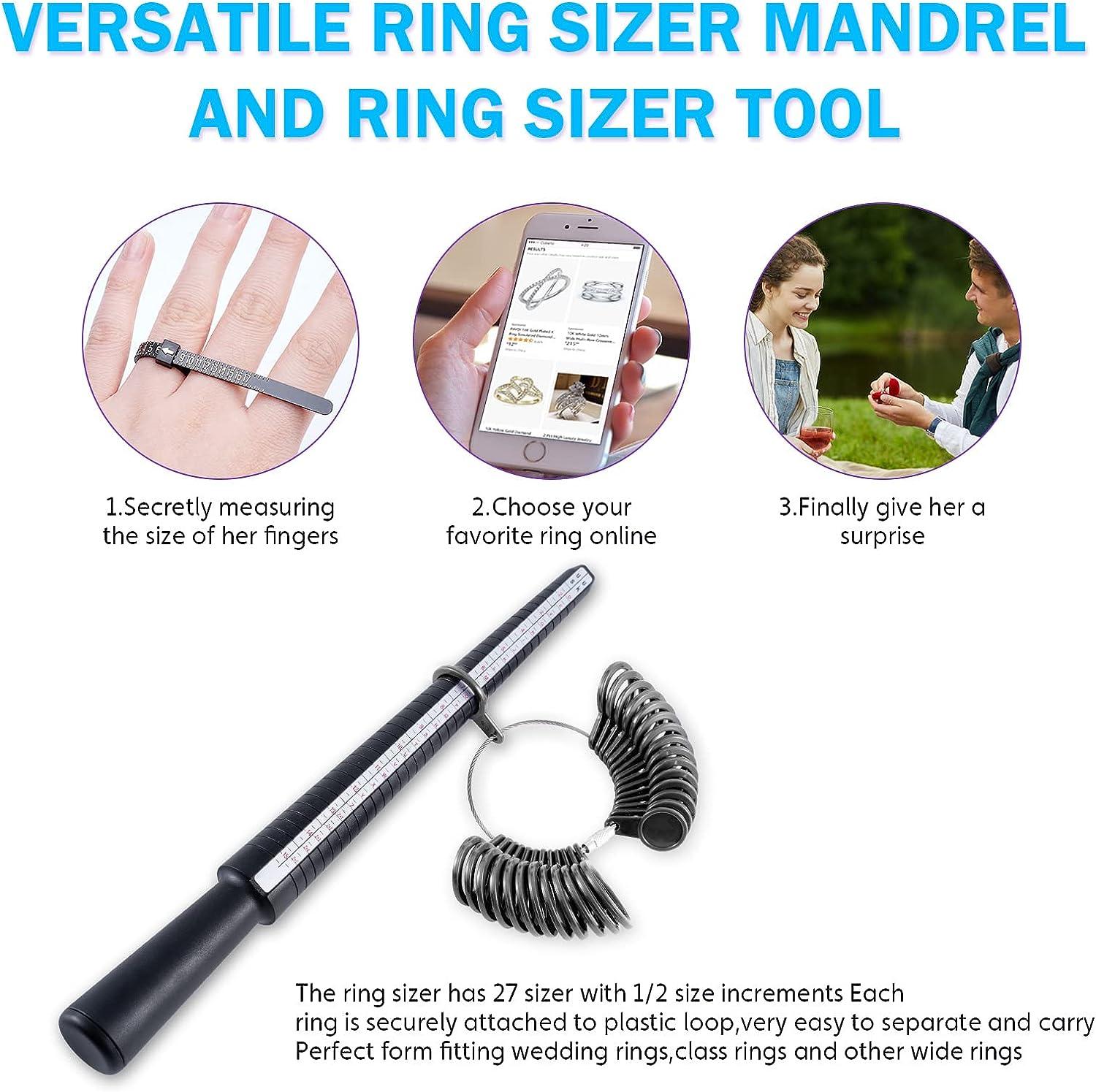 27 PCS Ring Size Kit, Ring Sizer Gauge Set Ring Mandrel US Size 0-13 Finger  Measurement Scales Kit Jewelry Tools for Ring Size Measuring Rings