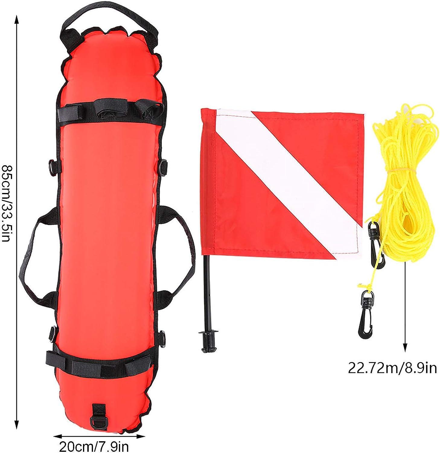 Diving Inflation Torpedo Buoy Float Ball with Flag and Rope 2 Plastic