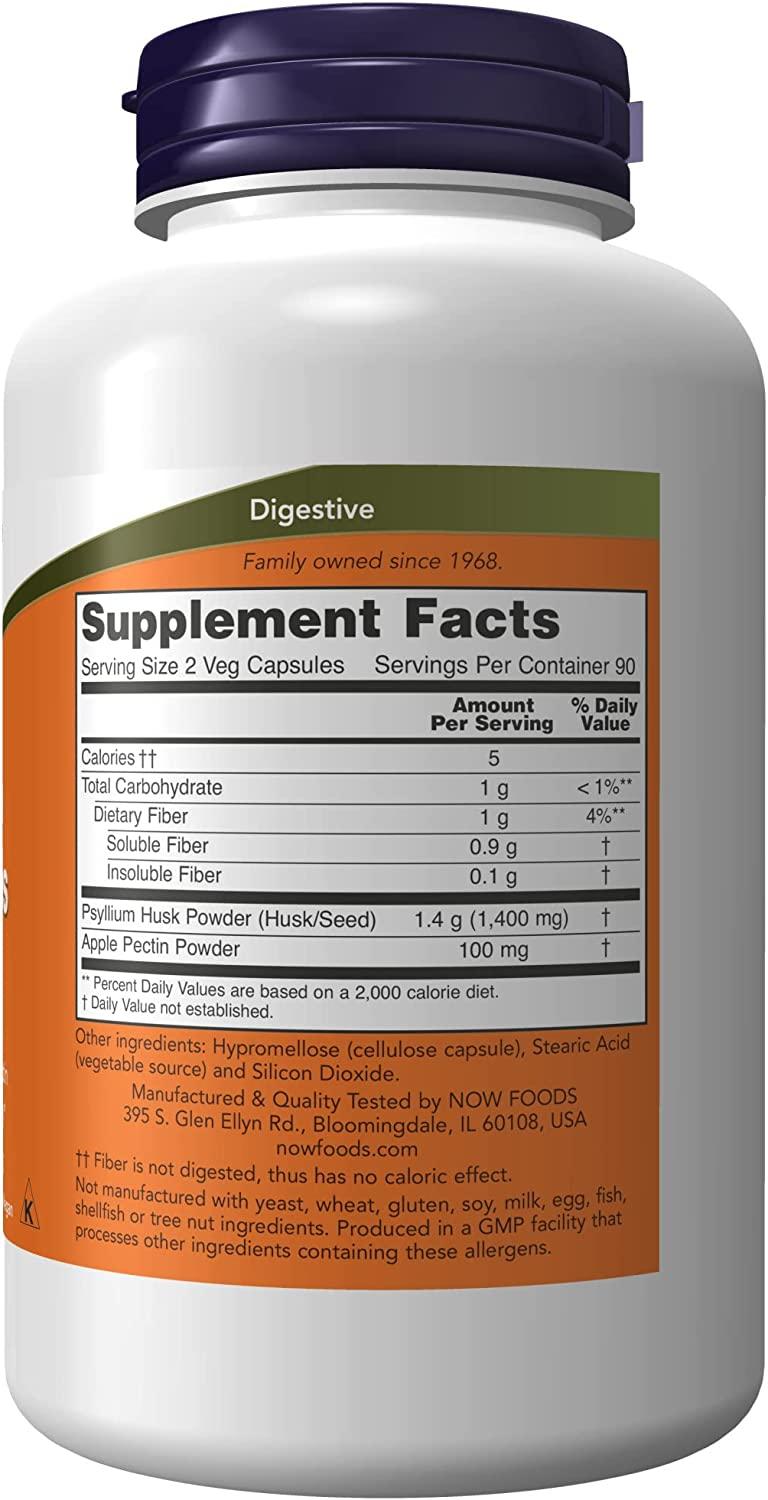 NOW Supplements, Psyllium Husk Caps 700 mg with 50 mg of Apple Pectin