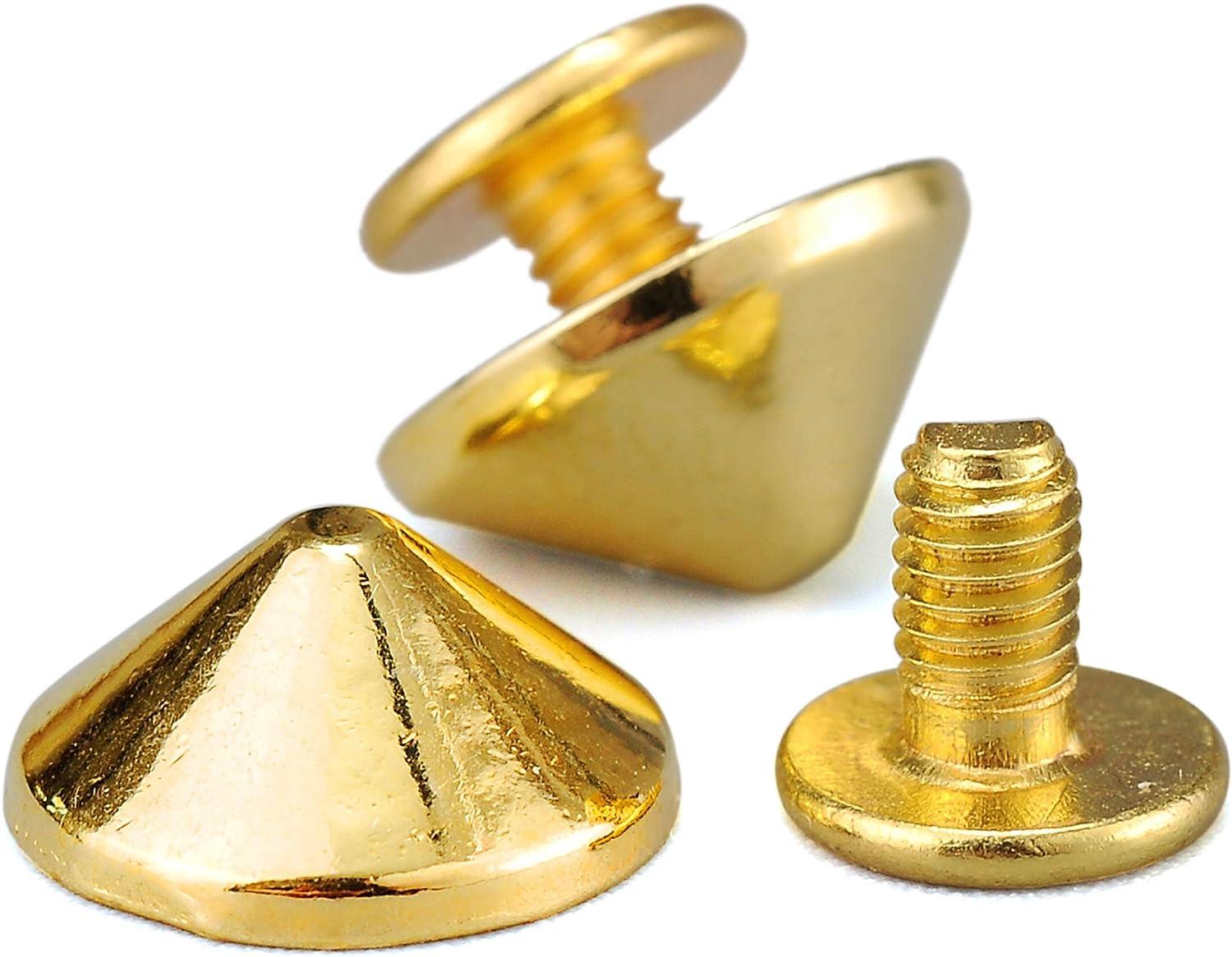  BUYGOO 50 Sets Cone Spikes Screwback Studs, Gold Studs