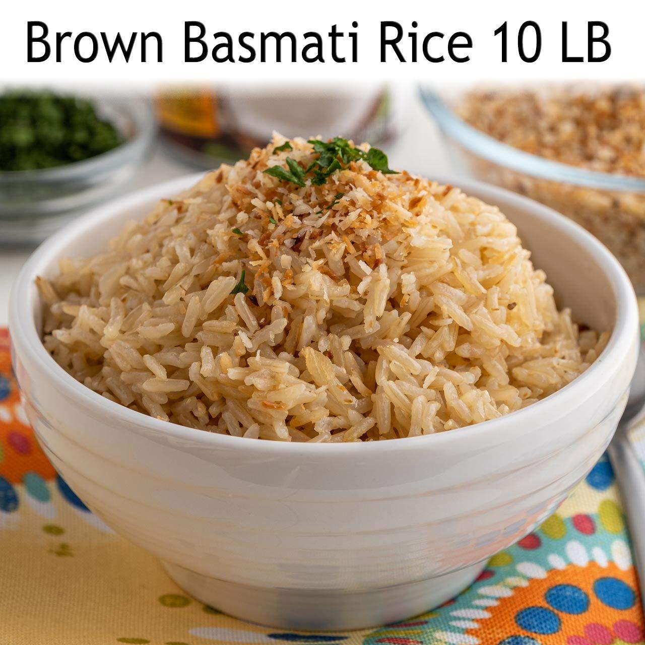 Golden Crown Brown Indian Basmati Rice 10 lb Pack Extra Long Grain