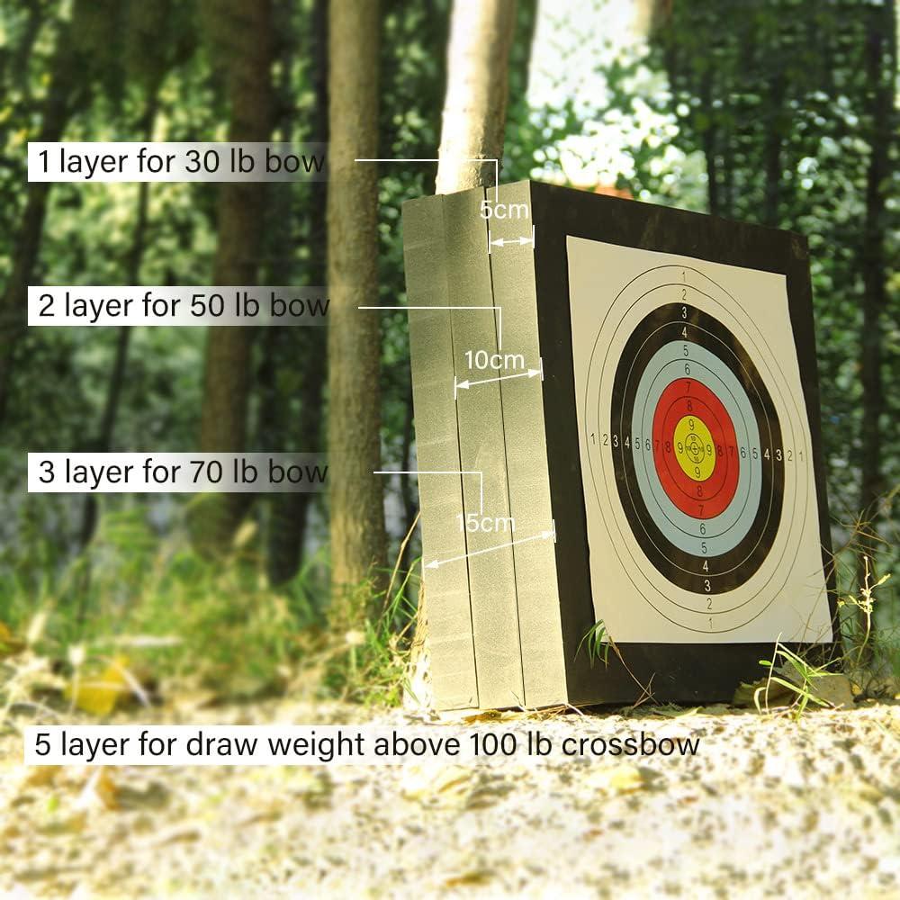 SOPOGER Archery Targets for Backyard High Density EVA Foam Block Shooting  Target Youth Adult Bow Arrows Target for Shooting Practice with 2 Target  Paper and 4 Pins 49.5*49.5*5 CM