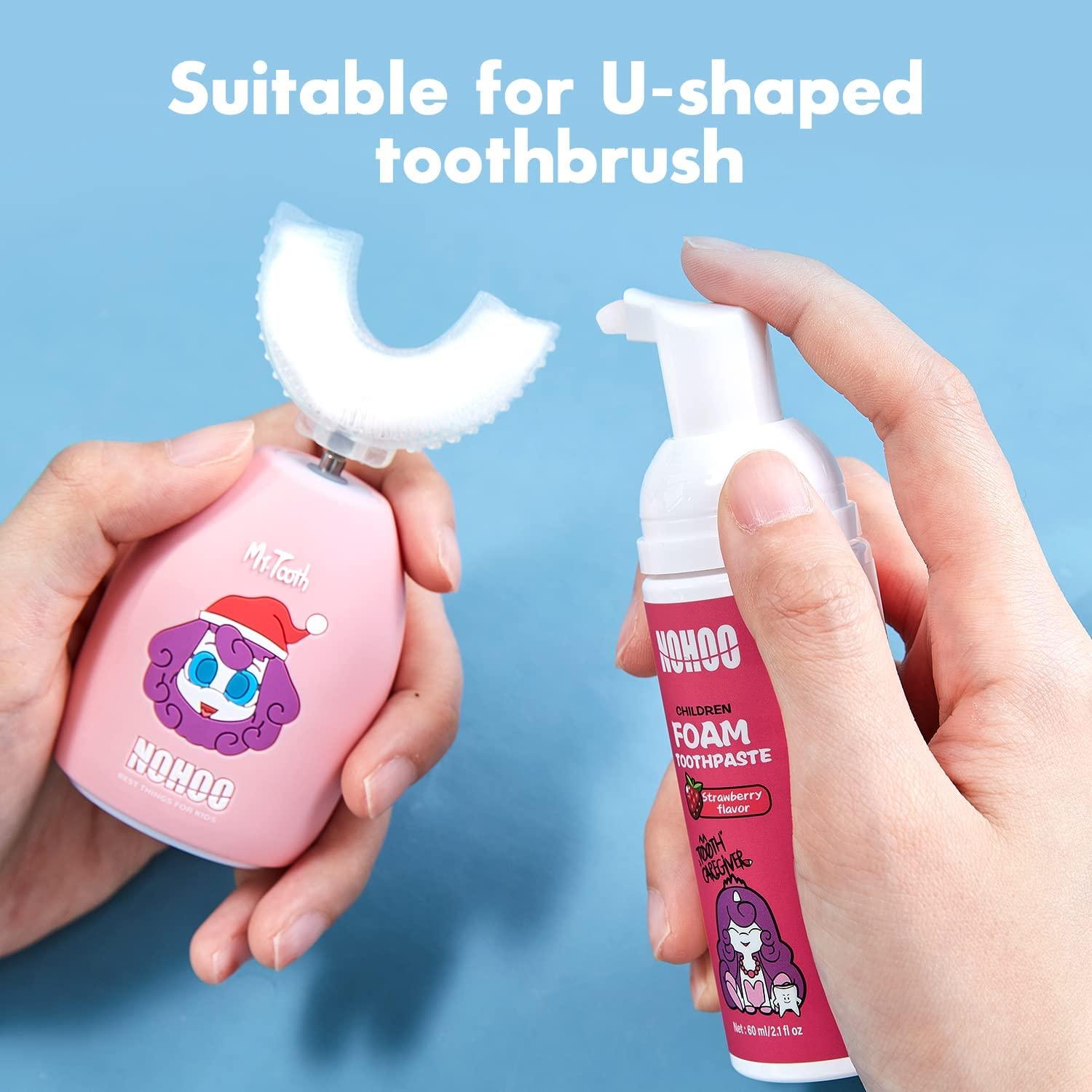 NOHOO Kids Foam Fruit Toothpaste Fluoride Free Natural Formula for