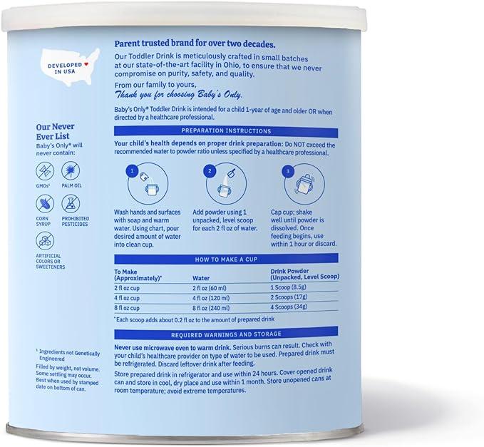 Baby's Only Organic Sensitive Toddler Drink for Lactose Sensitive Toddlers (LactoRelief), No Soy
