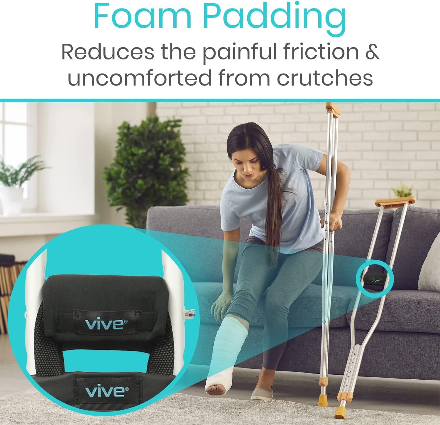 Vive Crutch Pouch Bag with Foam Hand Grip Pads Tote for Broken Leg