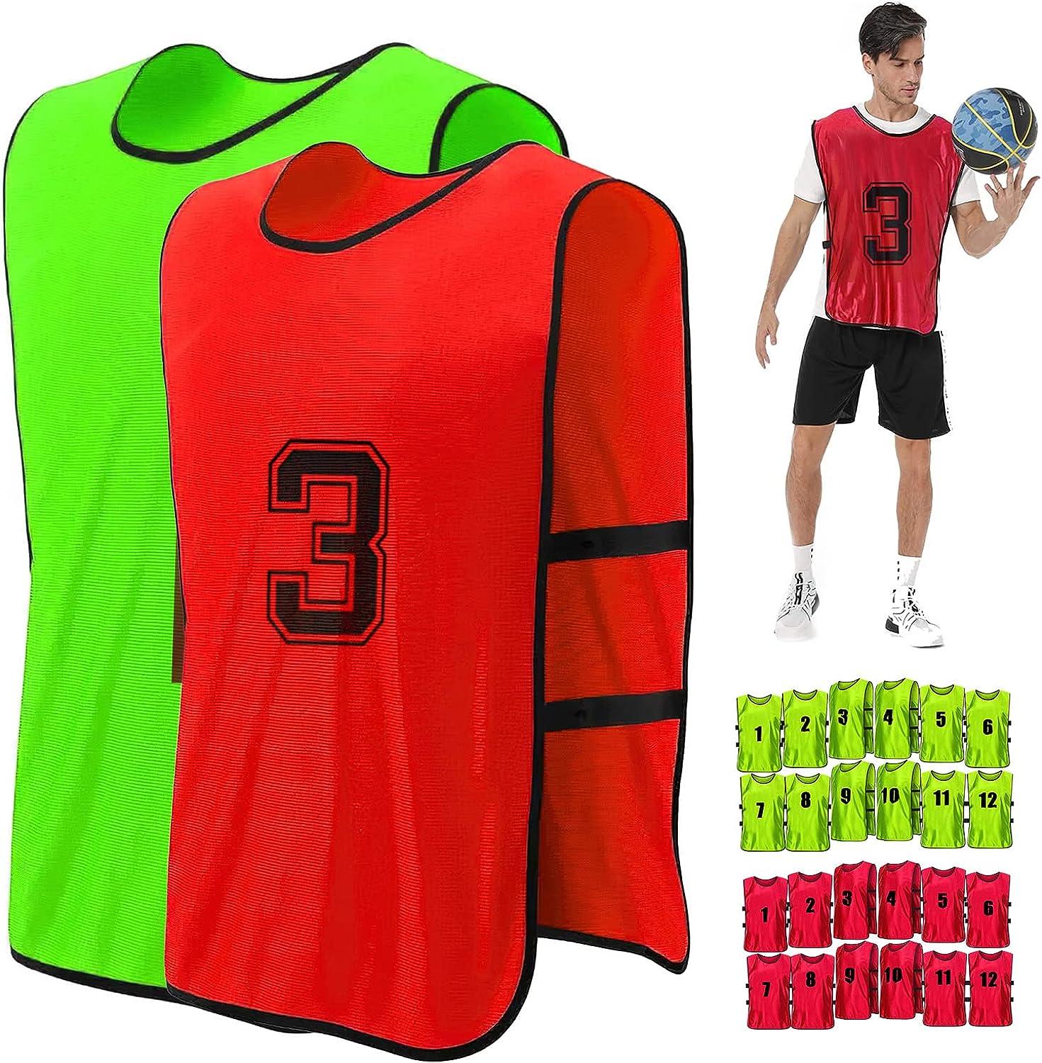 24 Pack Scrimmage Team Soccer Pinnies Vests Jerseys with Belt, Basketball  Football Practice Jerseys for Men, Team Training Practice Vests Pinnies for