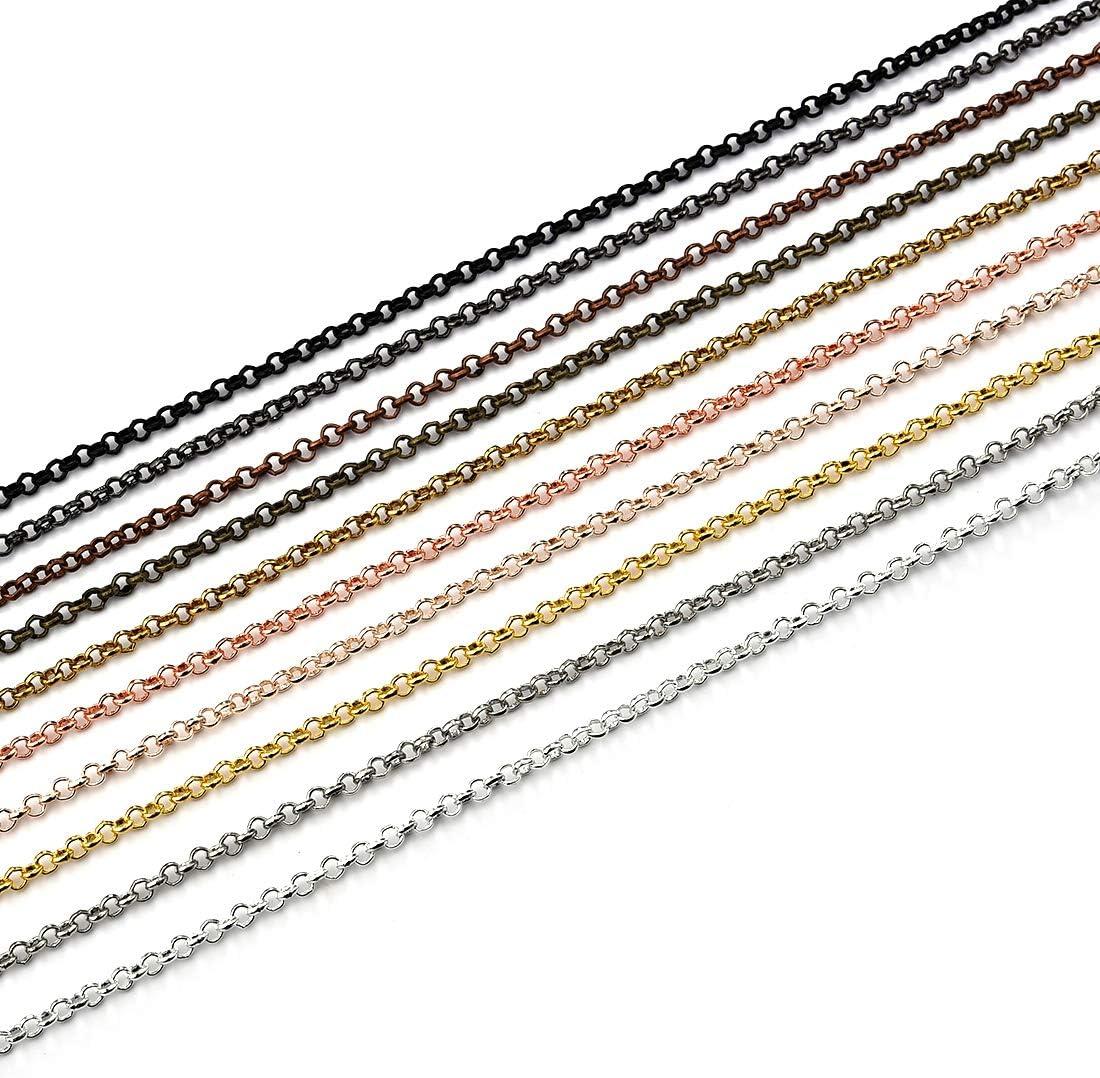 LANBEIDE 40 Packs 10 Colors Brass Necklace Chains 21 Inch Cable