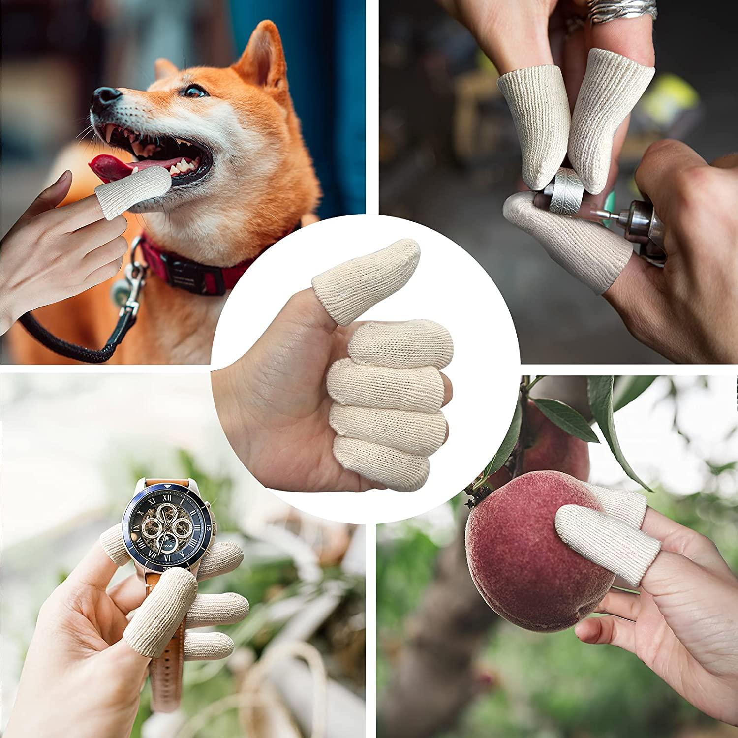 MIG4U 10 Pcs Cotton Finger Cots, Reusable Finger Protectors for Cuts