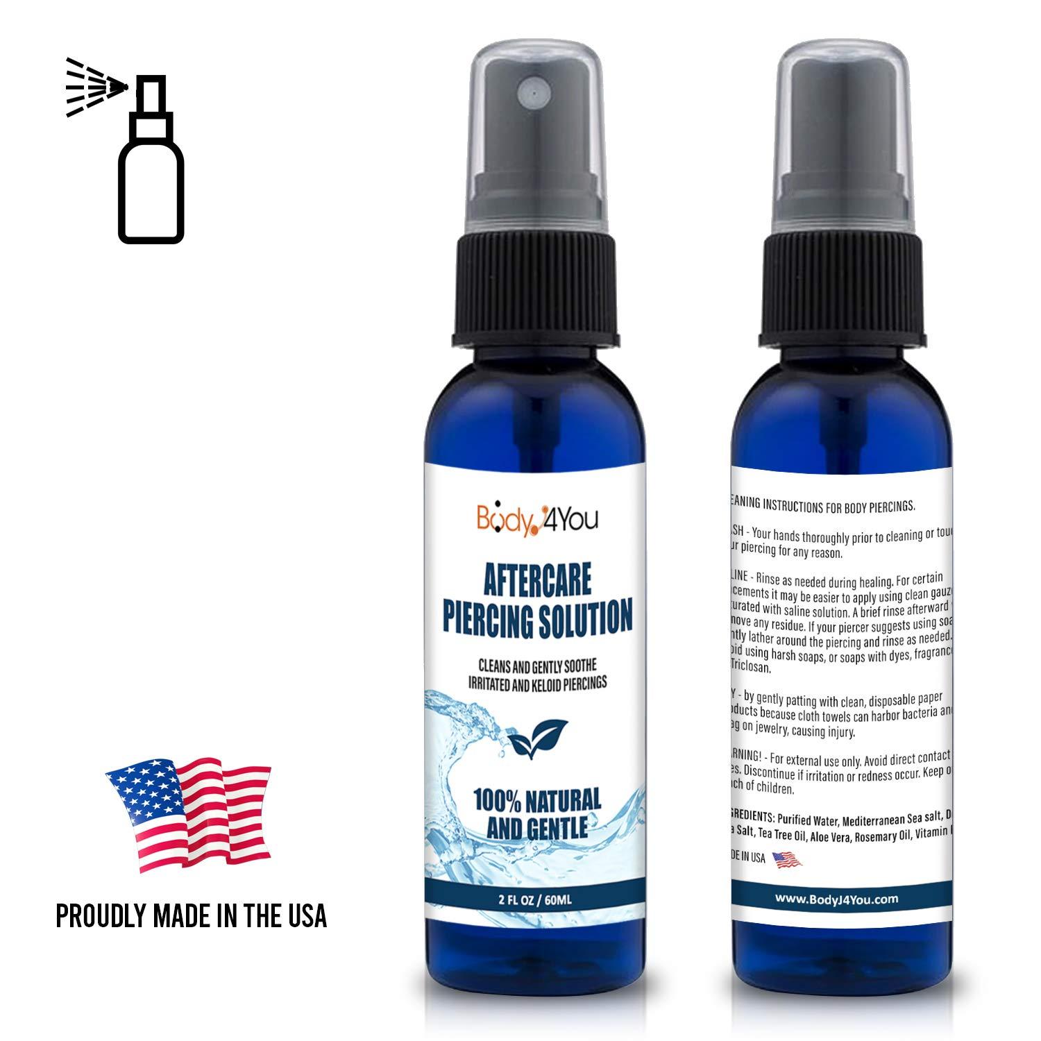 BodyJ4You Piercing Aftercare Saline Cleanser Spray Gauges Ear Lobe