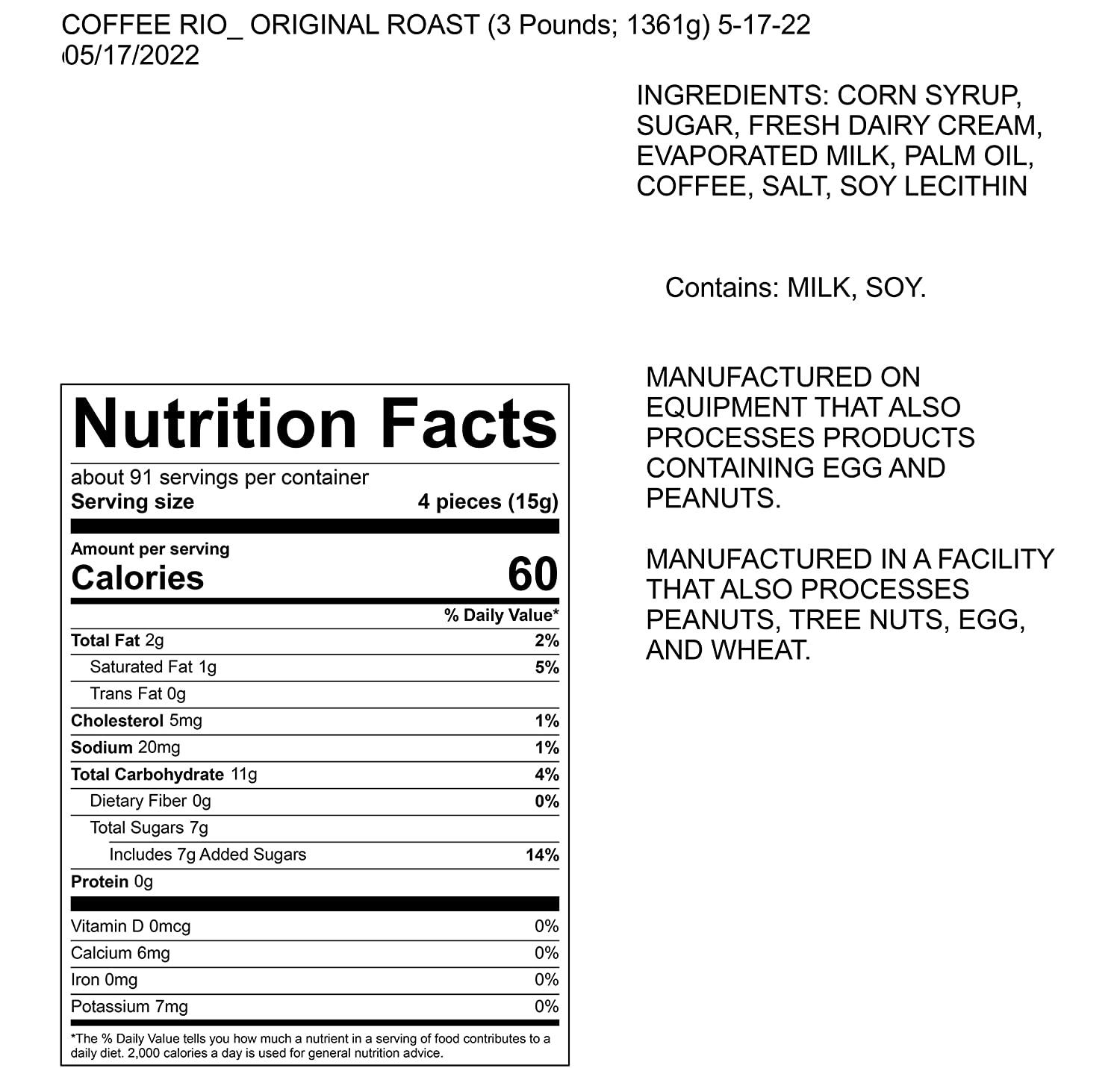 Adams & Brooks Coffee Rio Coffee Candy Bulk Candy 3 Pound Bag