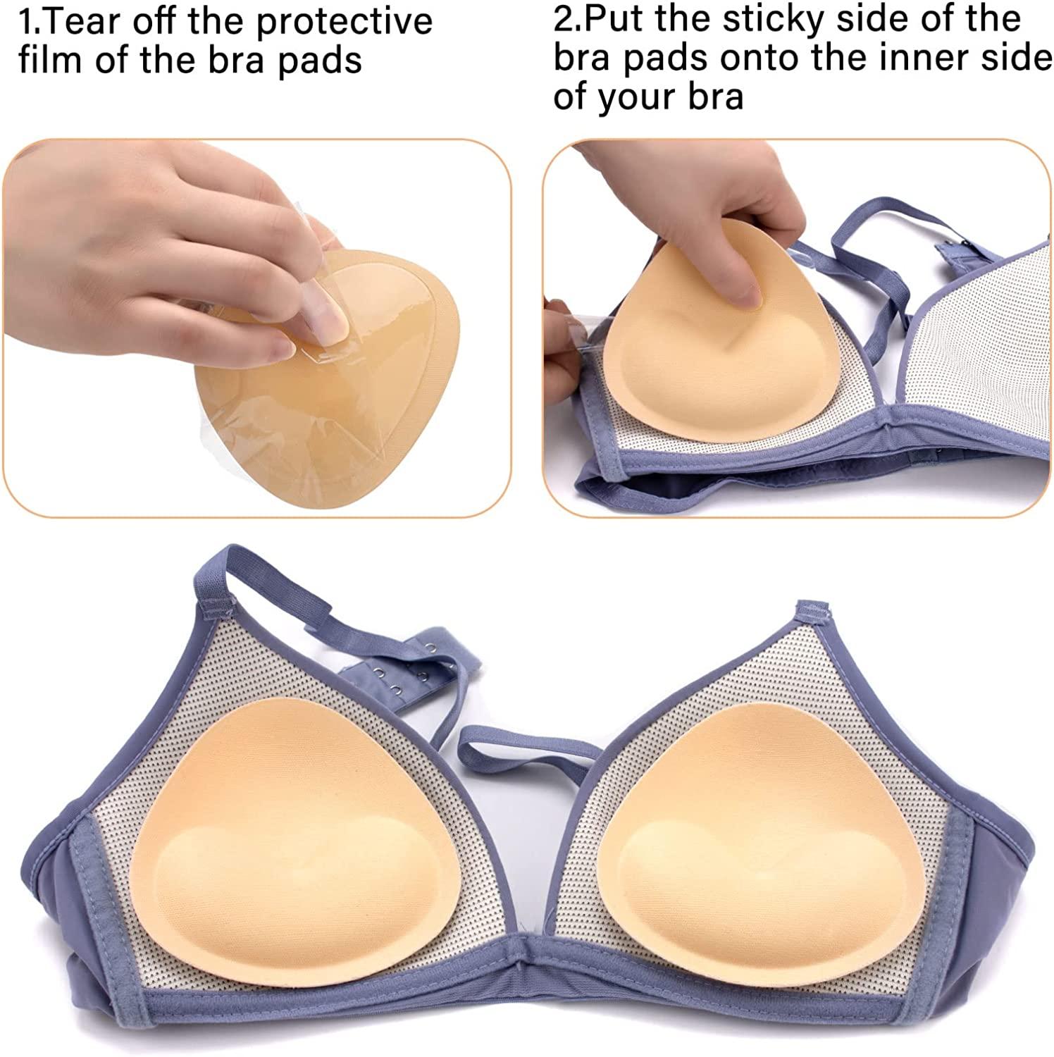 2 Pairs Self-adhesive Inserts Bra Pads Inserts Push Up Pads Removable Breast  Enhancement For Bras Bikini