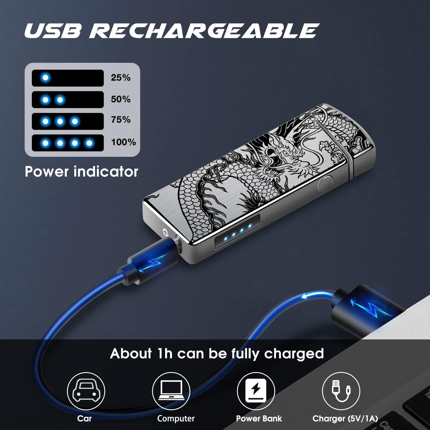 LcFun Rechargeable Lighter USB Electric Arc Lighter Plasma Lighters