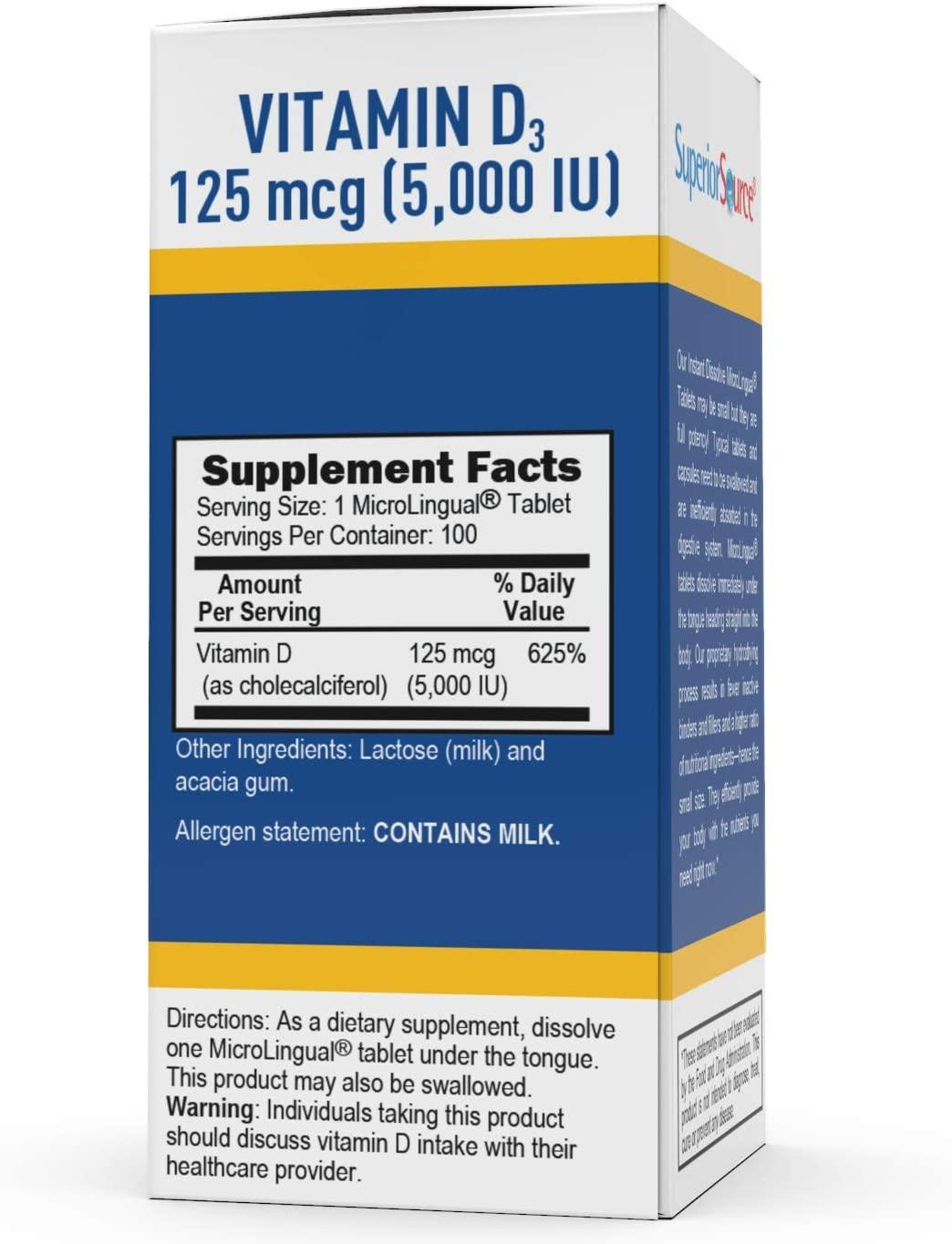 Superior Source Extra Strength Vitamin D3 125 mcg (5000 IU) 100