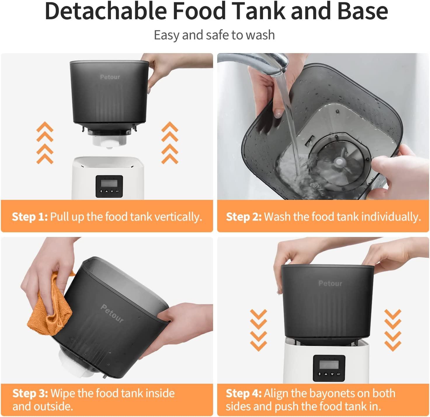 Petour Automatic Cat Feeder 4L Pet Dry Food Dispenser with Stainless