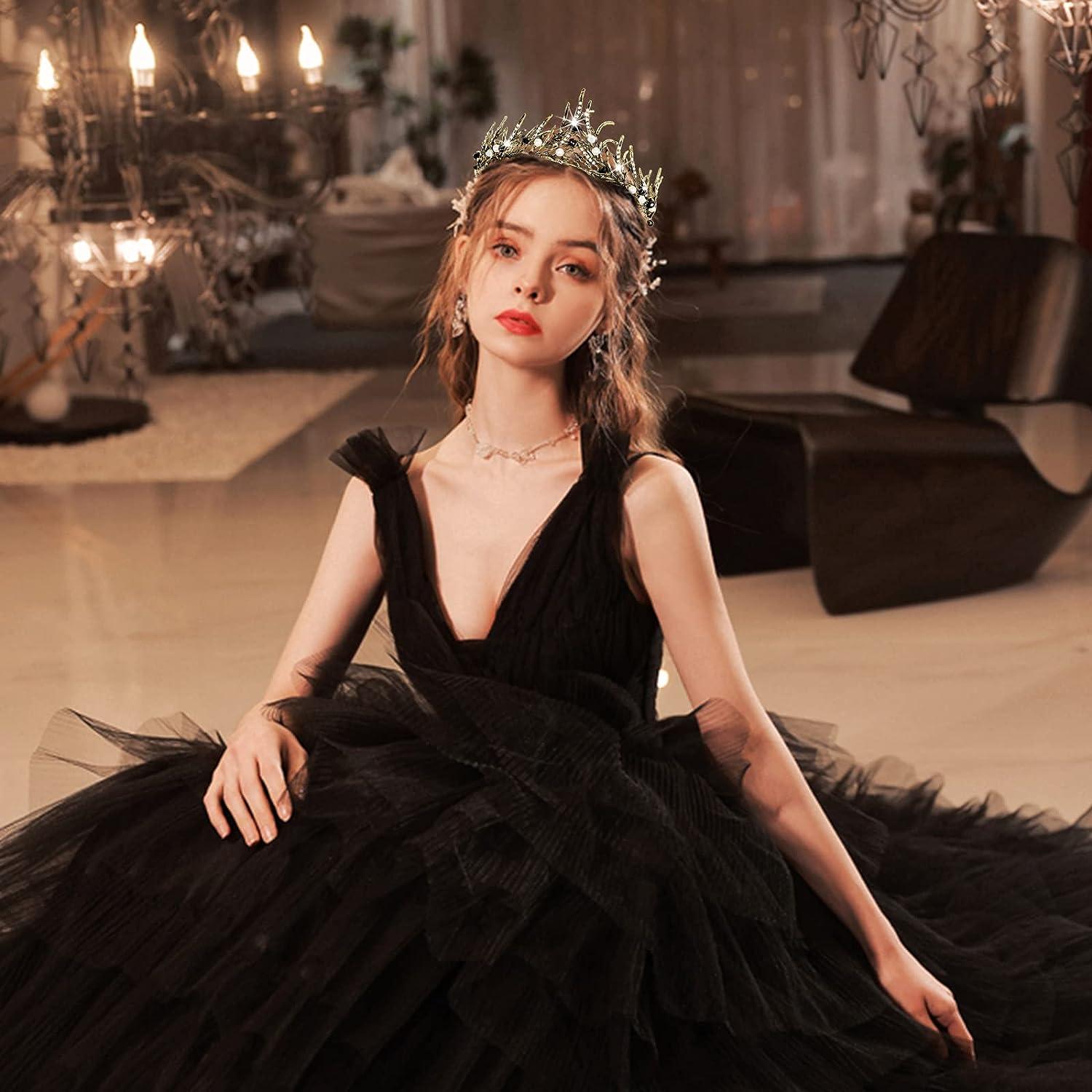 Tocess Black Crown Tiara | Vintage Queen Princess Baroque Tocess Black Crown Tiara | Vintage Queen Princess Baroque